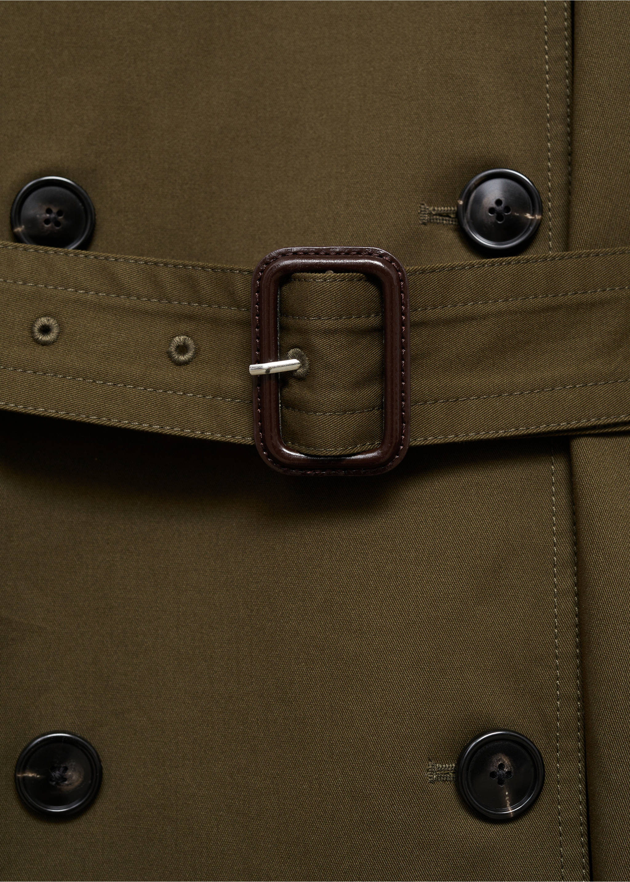 Lange double-breasted trenchcoat - Detail van het artikel 0, Kaki. Ref: 87075142-00.
