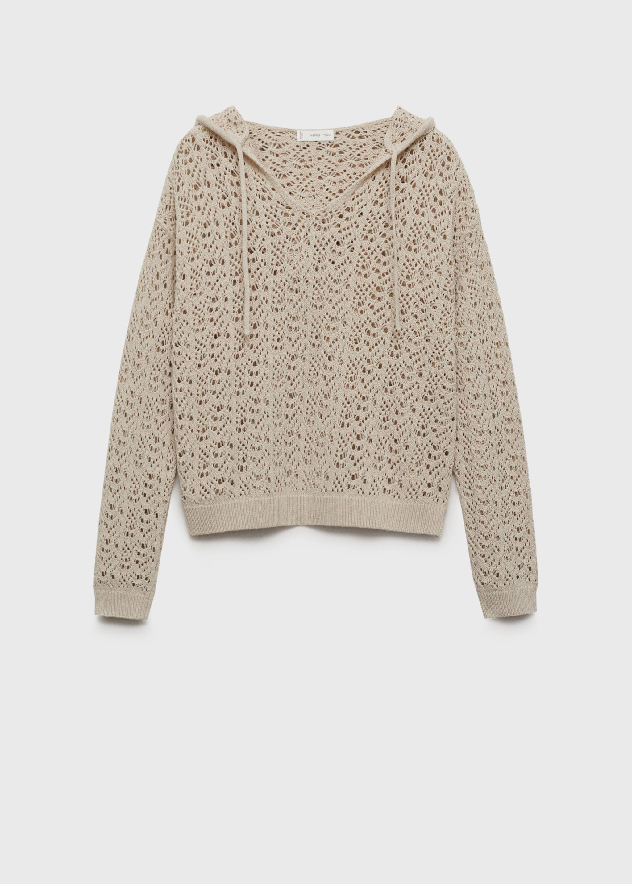 Openwork knitted sweater with hood - Article without model