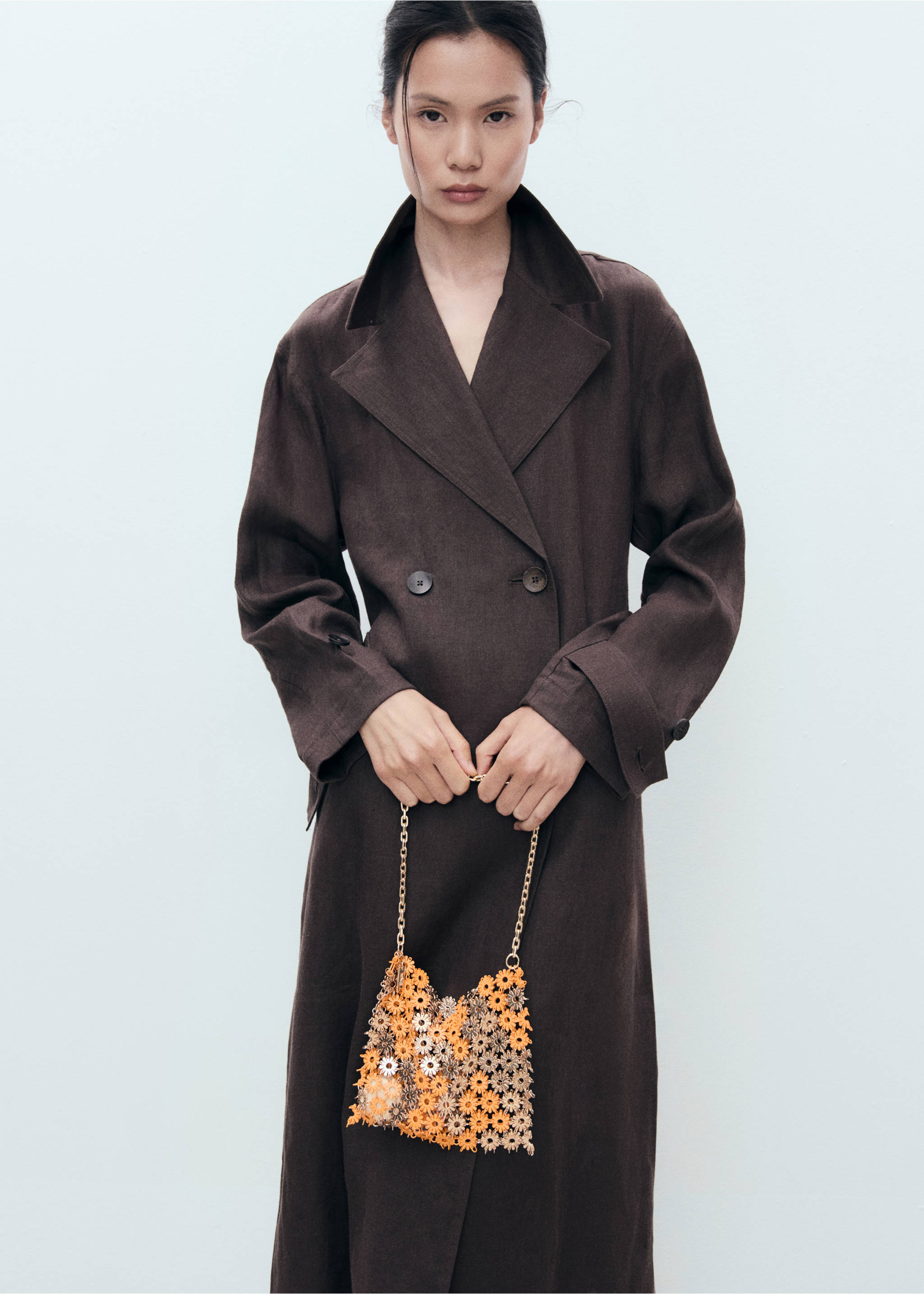 Bossa espatlla flors metàl·liques - Detall de l'article 9, Taronja. Ref: 87075735-00.