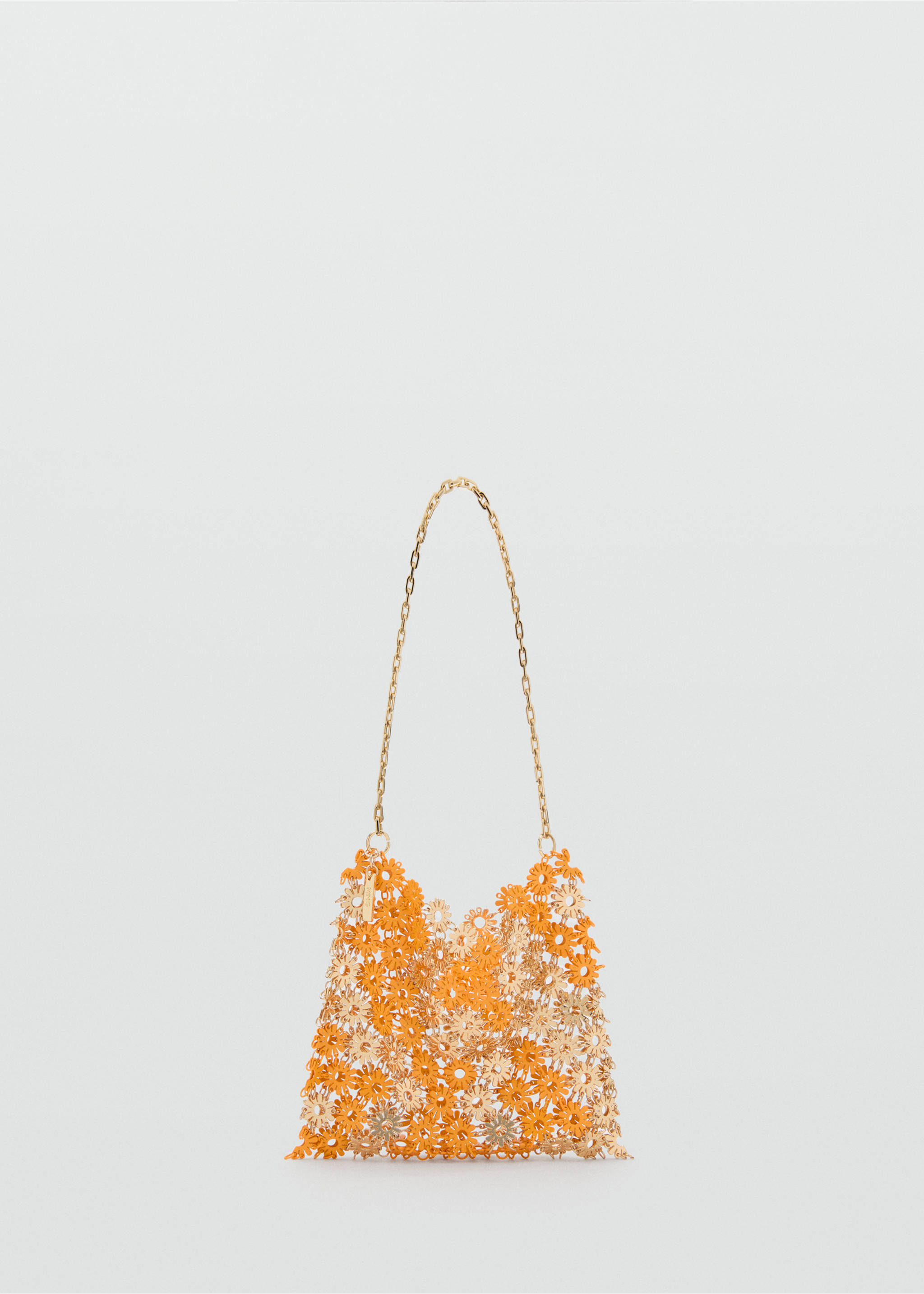 Shoulder bag with metallic flower - Article without model, Orange. Ref: 87075735-00.