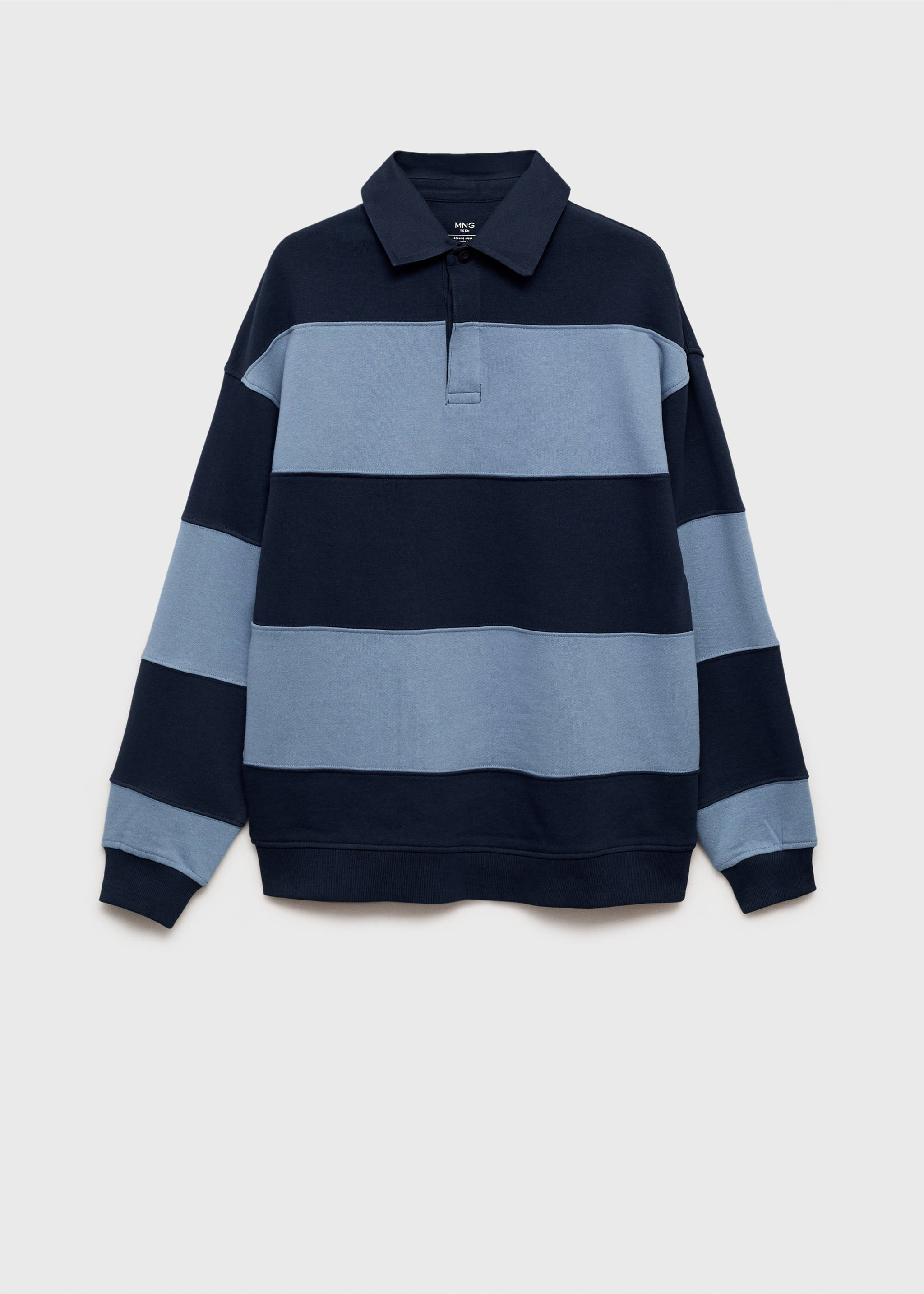 Gestreiftes Sweatshirt mit Poloshirt-Kragen - Artikel ohne Model, Dunkles Marineblau. Ref: 87075739-00.