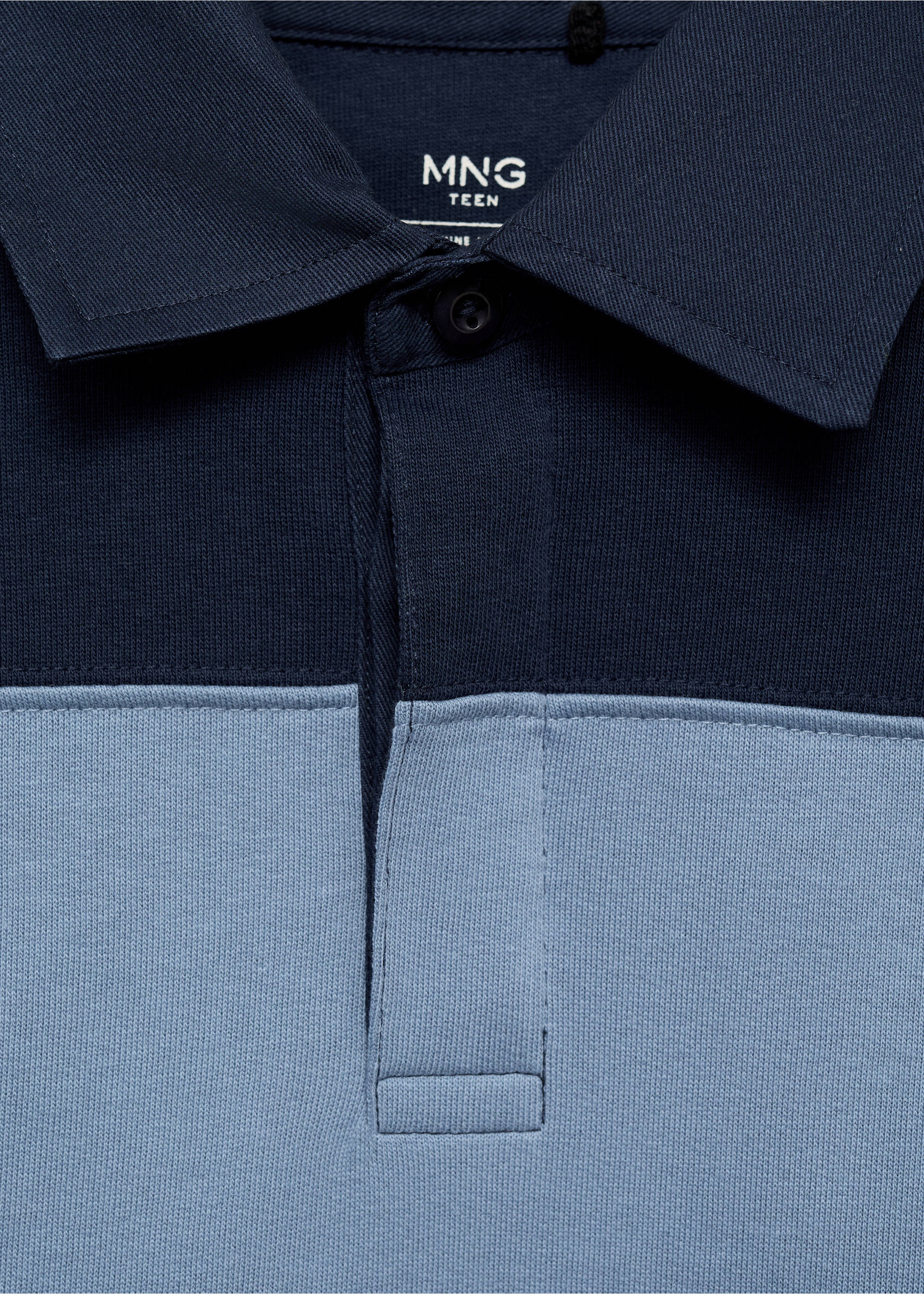 Gestreiftes Sweatshirt mit Poloshirt-Kragen - Detail des Artikels 8, Dunkles Marineblau. Ref: 87075739-00.