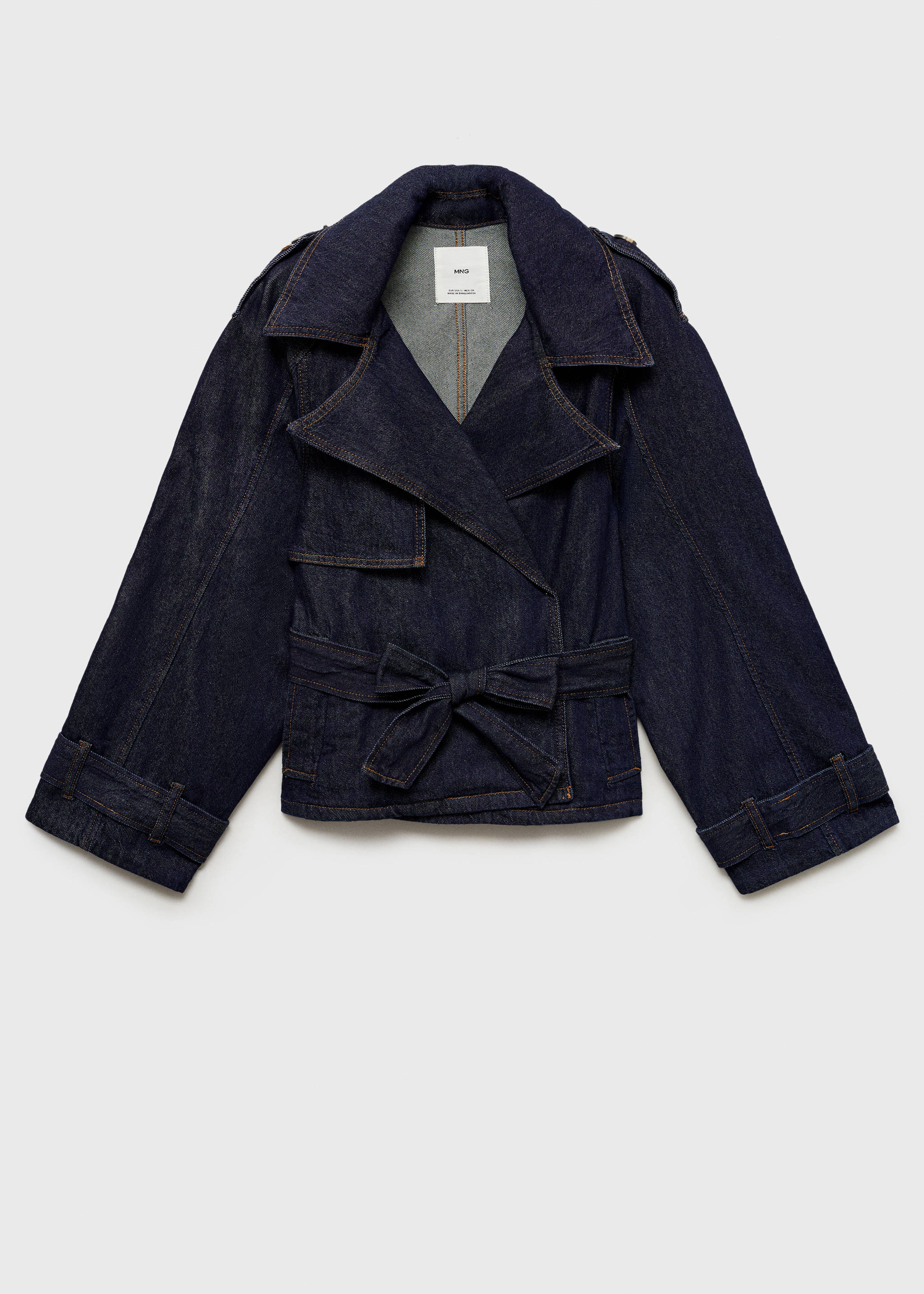 Short denim trench coat with belt - Women | MANGO OUTLET USA