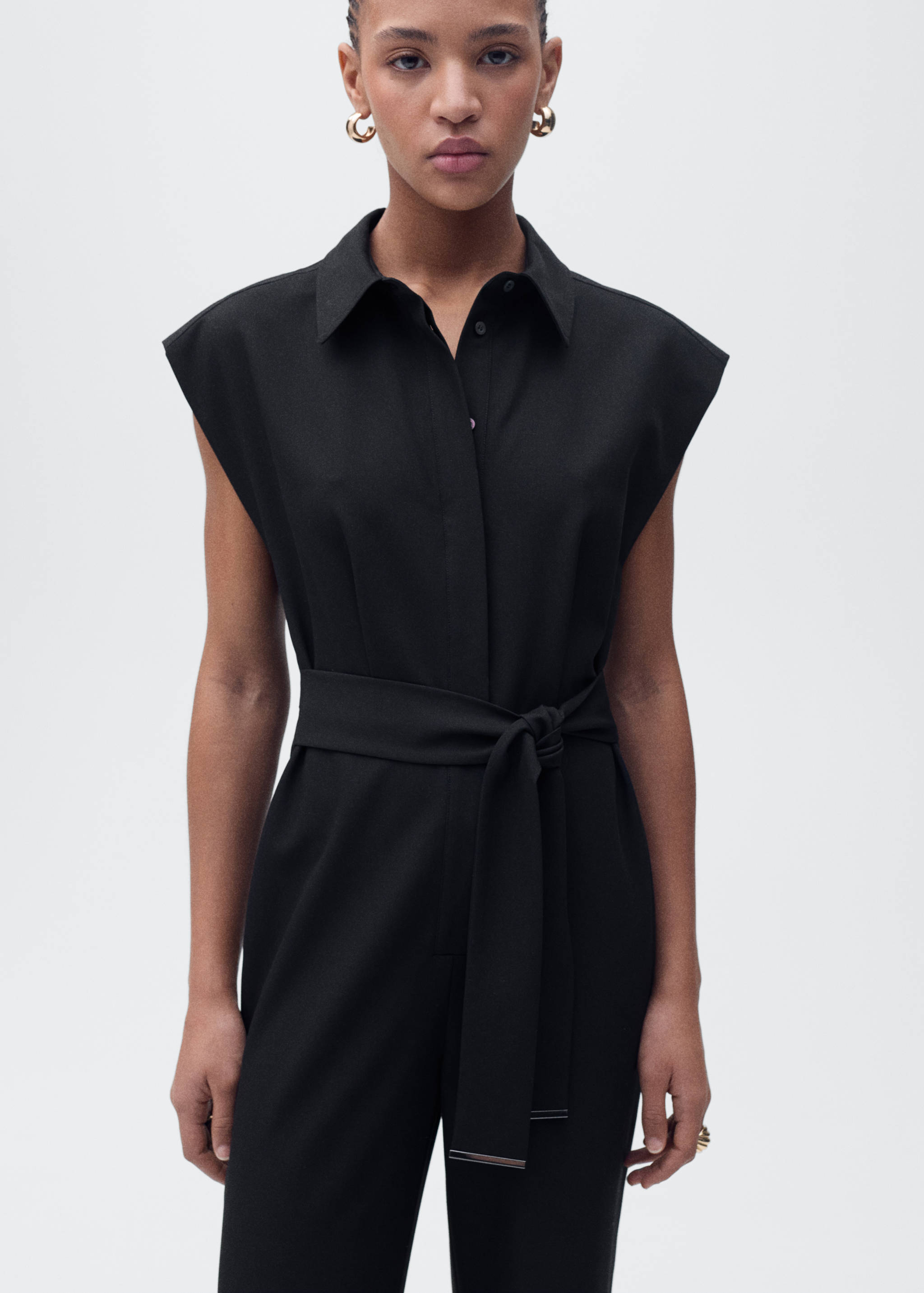 Straight-fit jumpsuit with belt - Medium plane