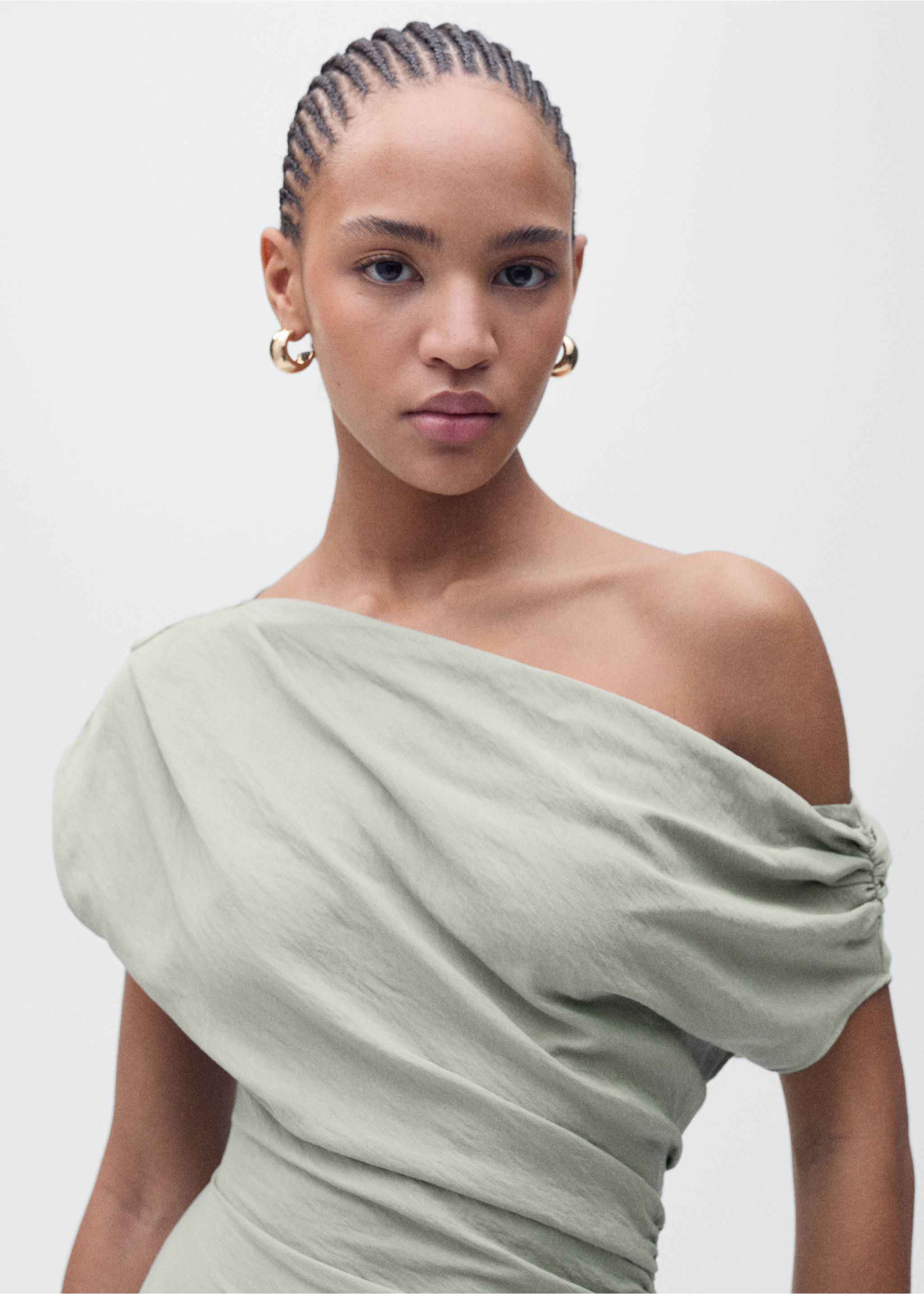 Asymmetrical draped short dress - Medium plane, Blue. Ref: 87075746-00.