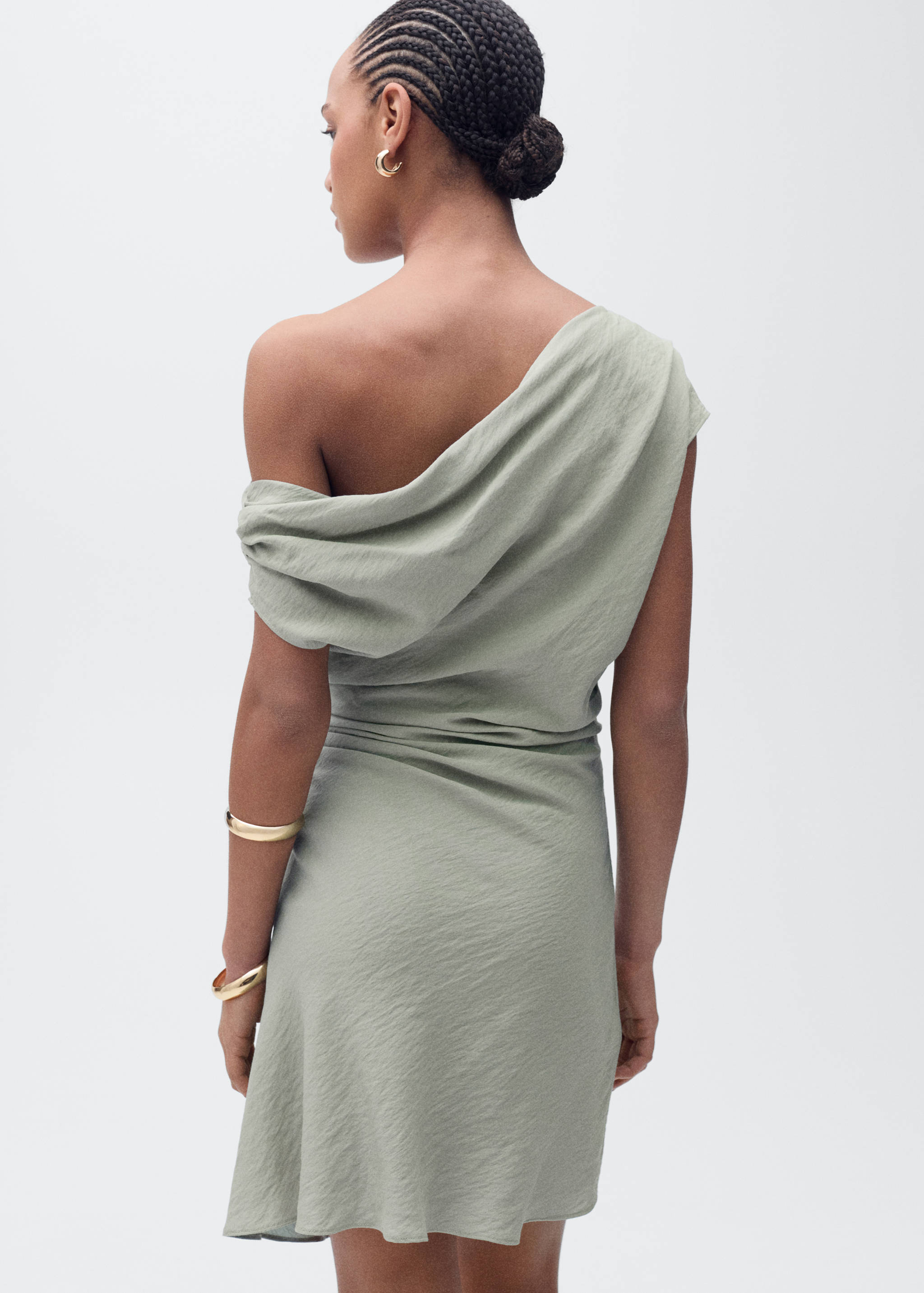 Asymmetrical draped short dress - Reverse of the article