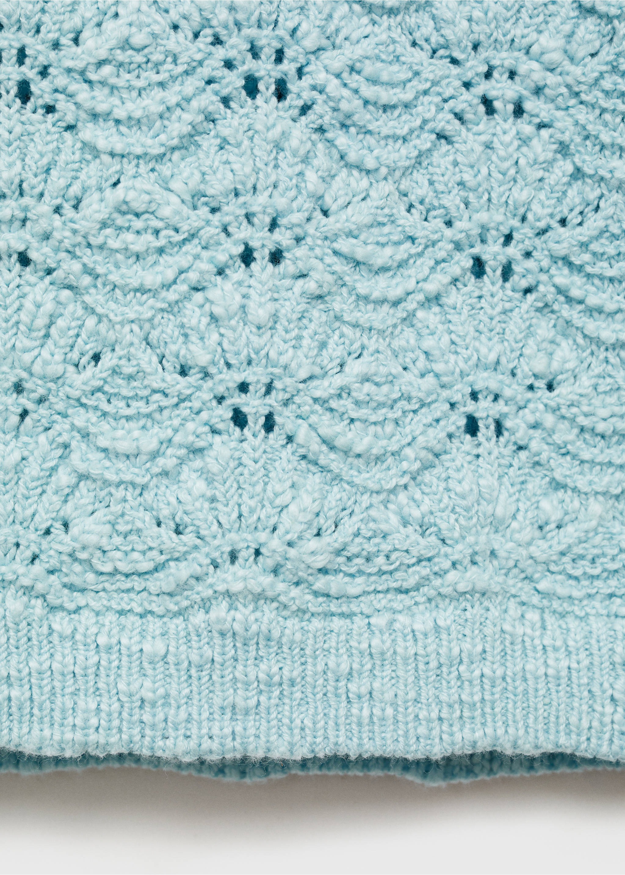 Jersey crochet cuello polo - Detalle del artículo 0, Turquesa. Ref: 87075749-00.