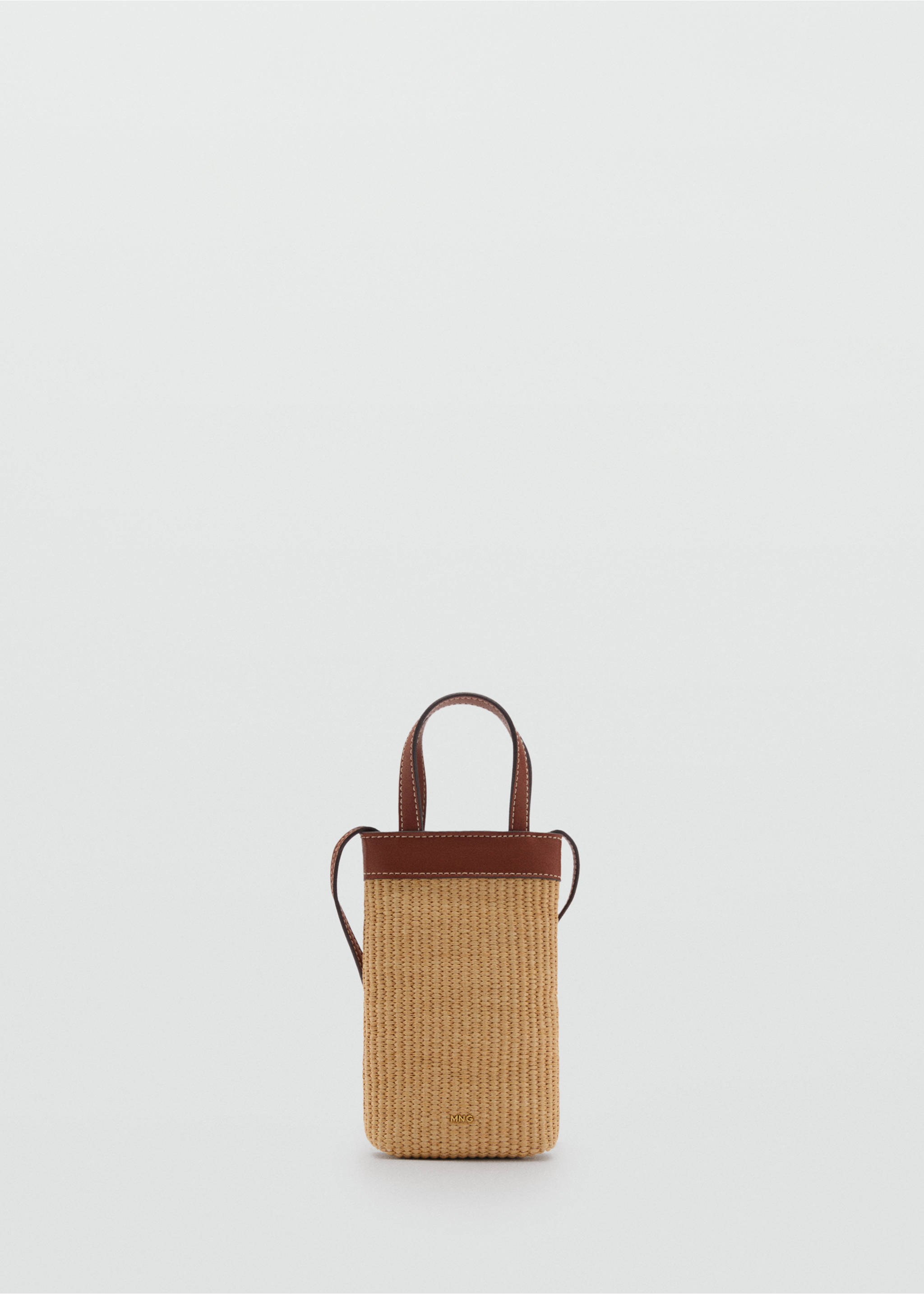 Raffia-effect crossbody mobile case - Article without model, Leather. Ref: 87075750-00.