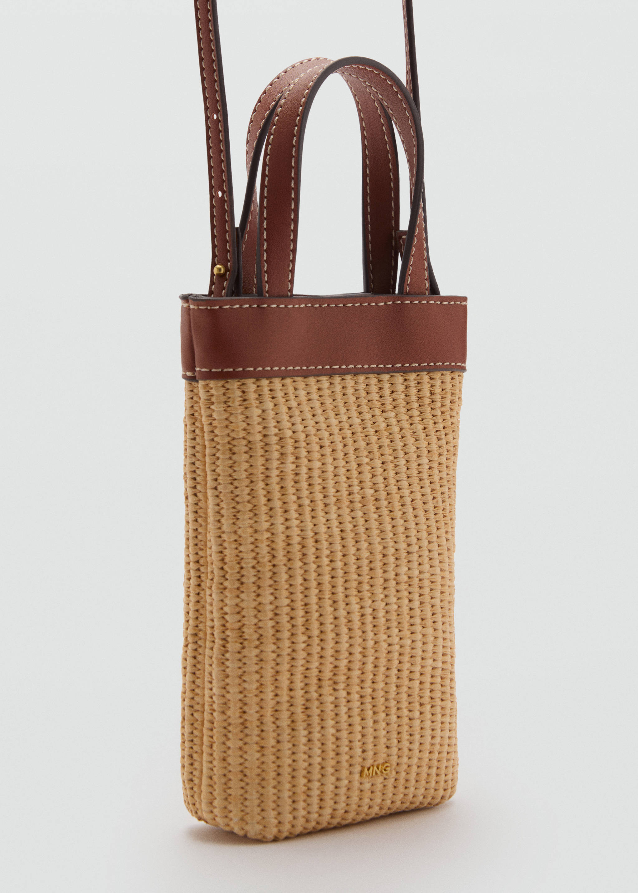 Raffia-effect crossbody mobile case - Medium plane