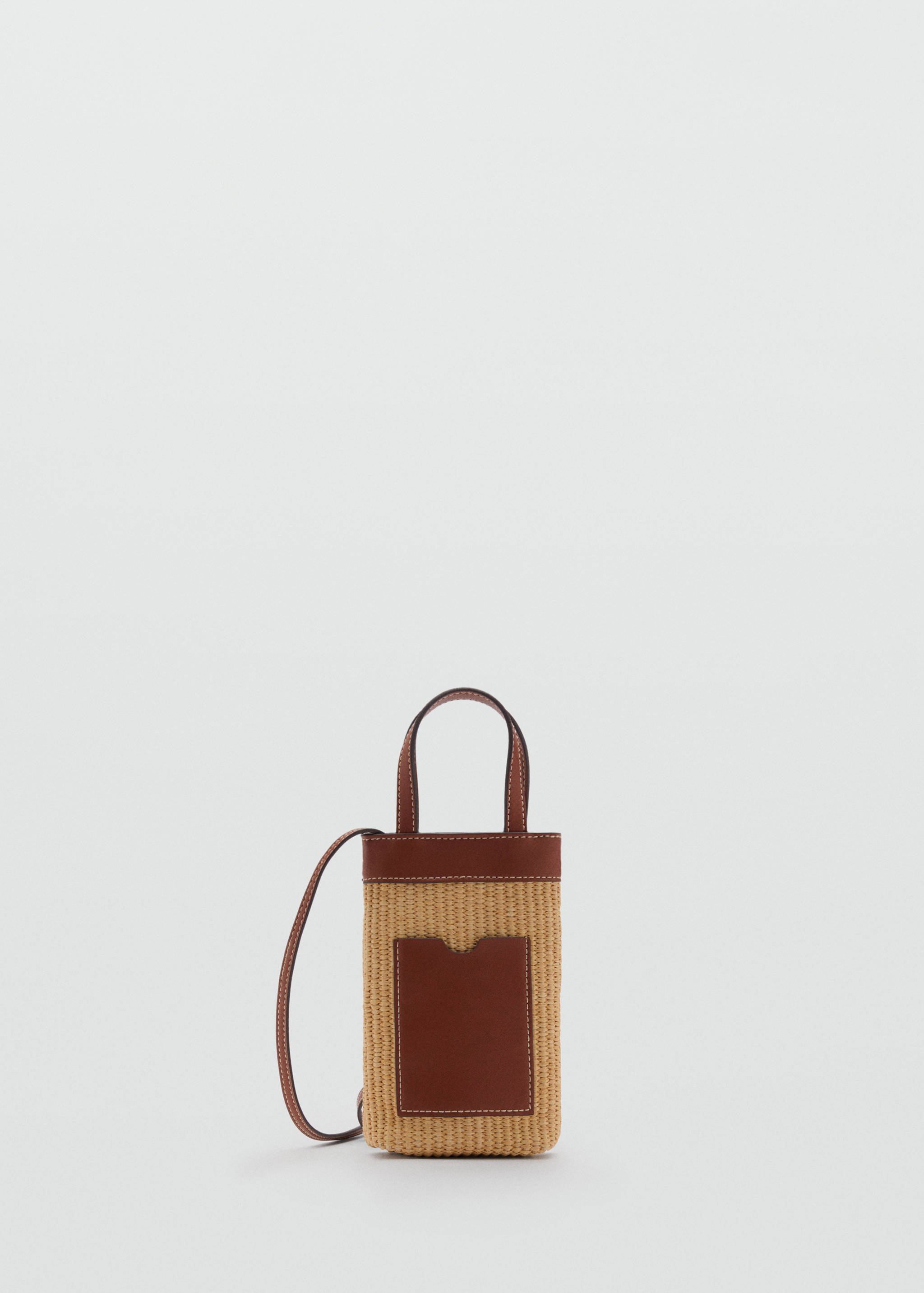 Raffia-effect crossbody mobile case - Details of the article 1