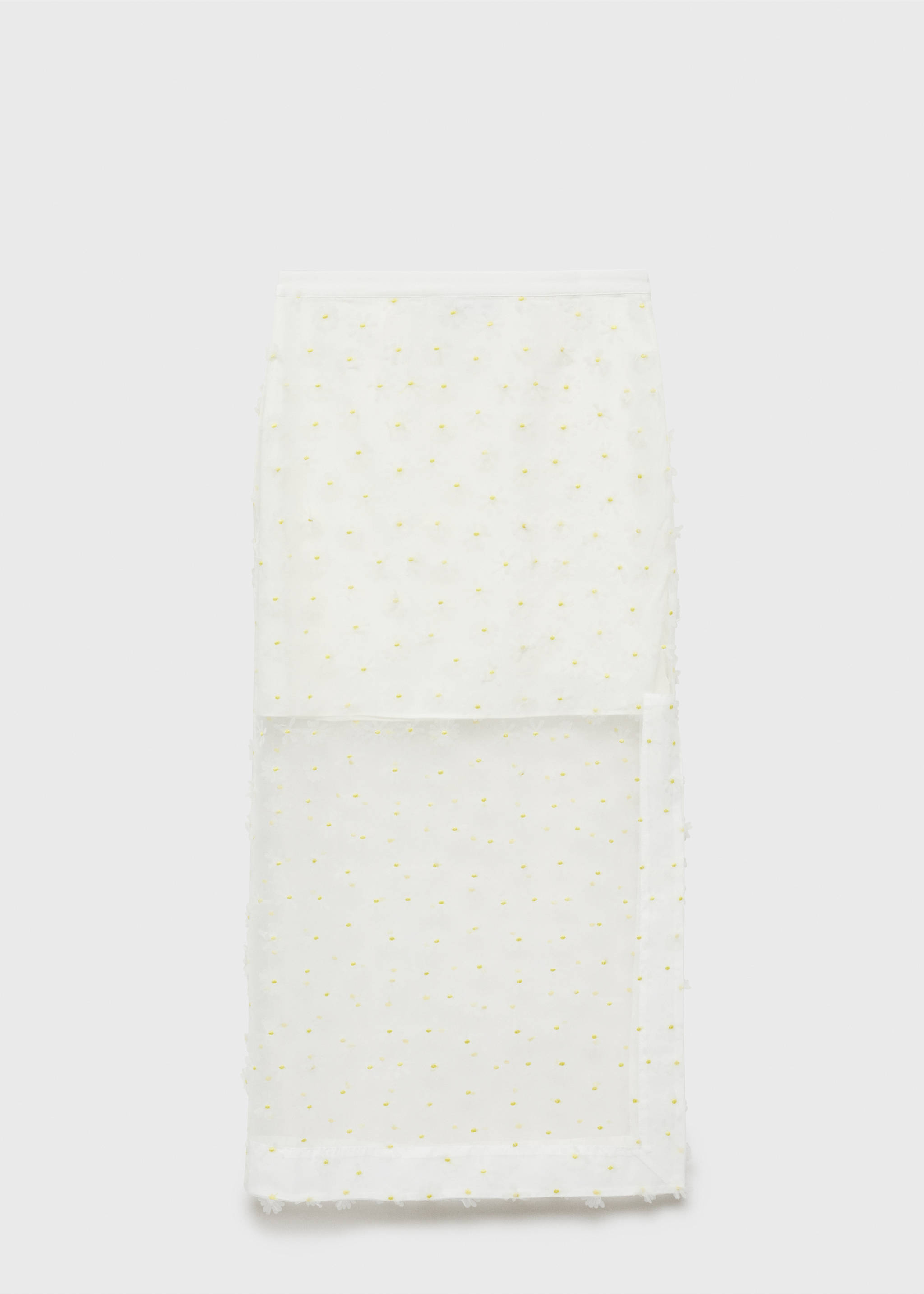 Gonna semitrasparente ricamata con fiori - Articolo senza modello, Bianco sporco. Ref: 87075752-00.