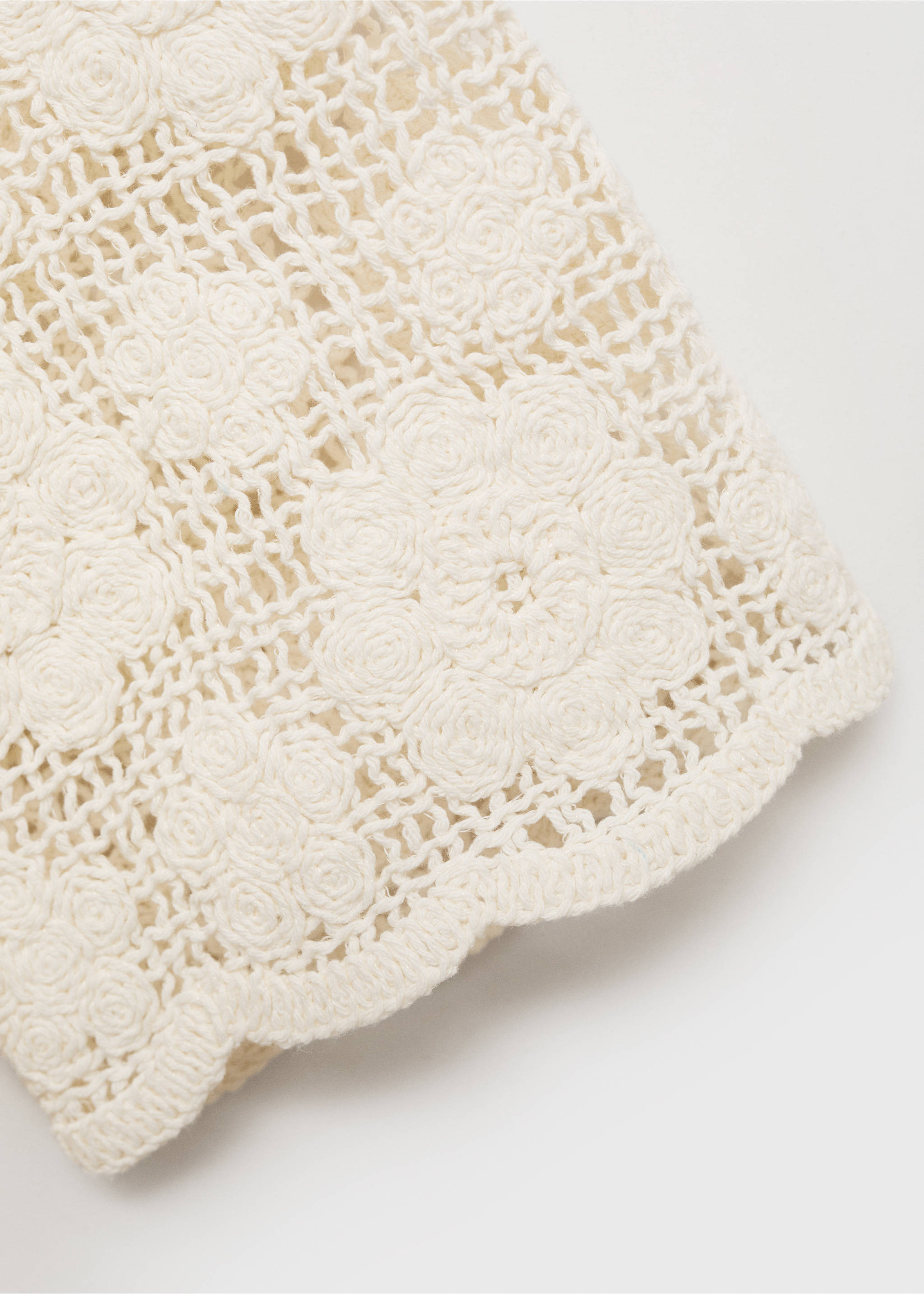 Crochet sleeve cotton t-shirt - Details of the article 0, White. Ref: 87075754-00.