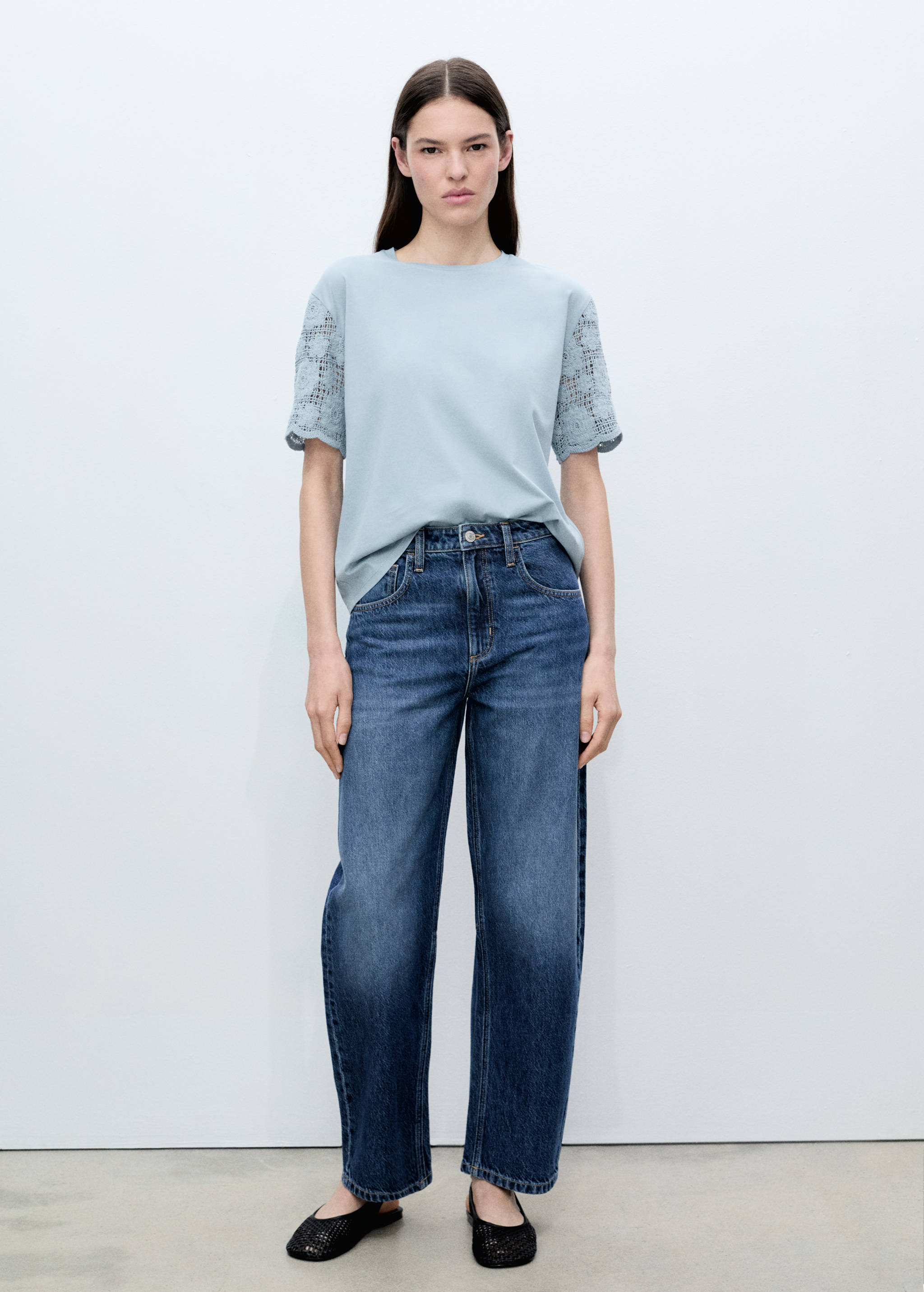 Crochet sleeve cotton t-shirt - General plane