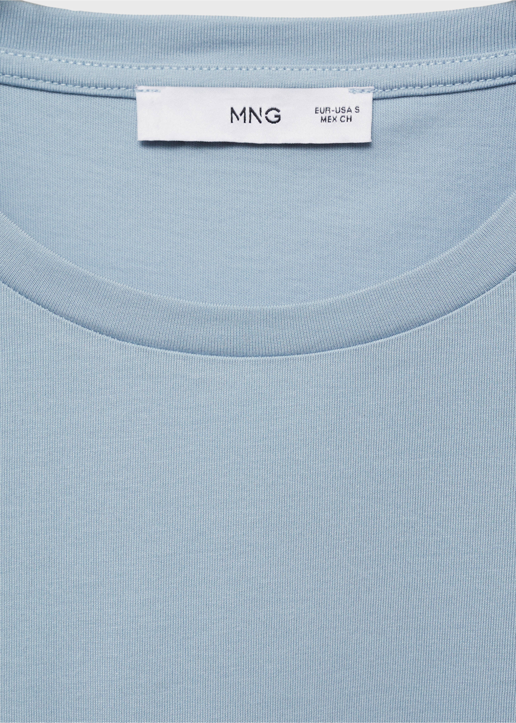 Camiseta algodón mangas crochet - Detalle del artículo 8, Azul celeste. Ref: 87075754-00.