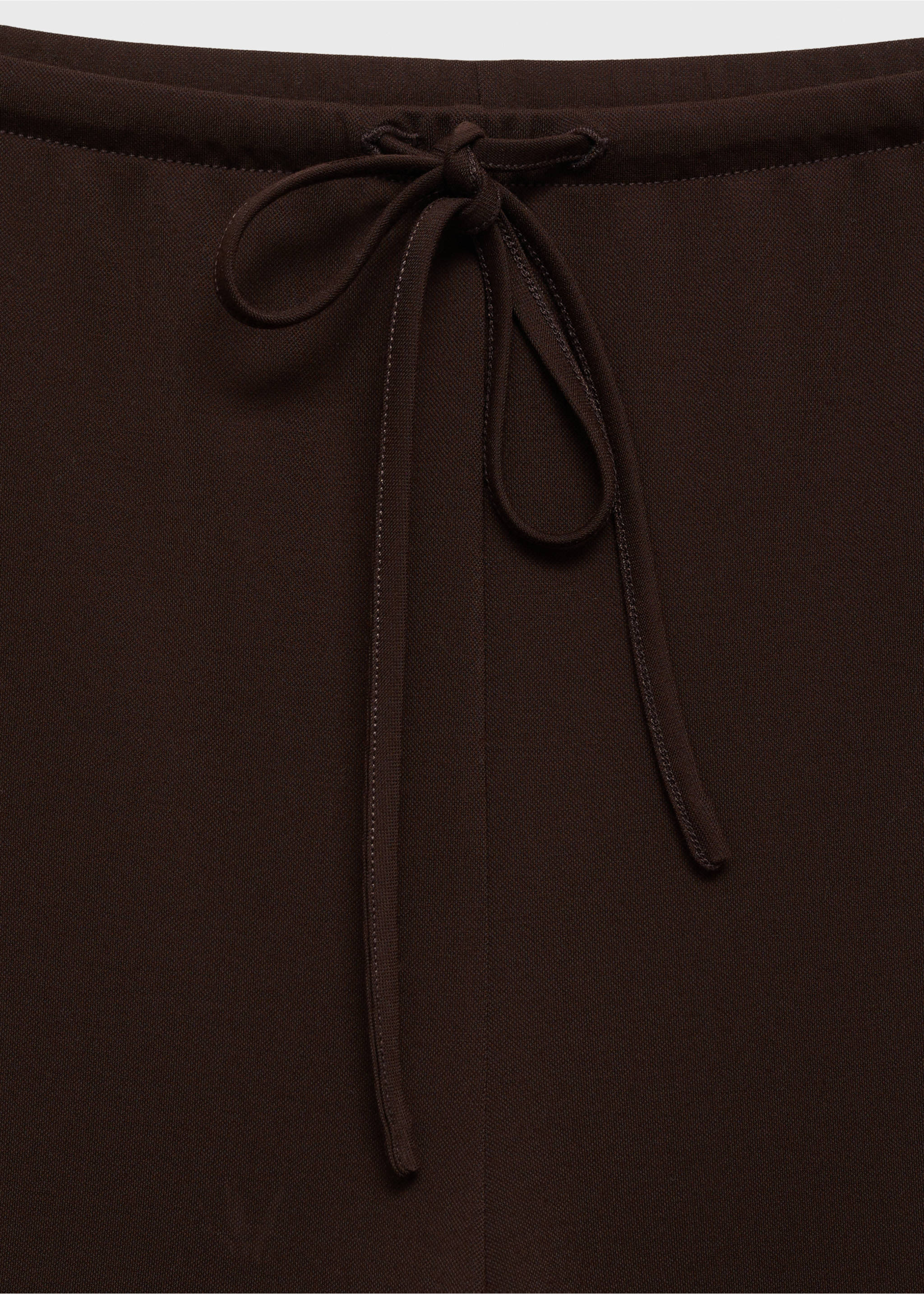 Pantalón wideleg cintura elástica - Detalle del artículo 8, Chocolate. Ref: 87075755-00.