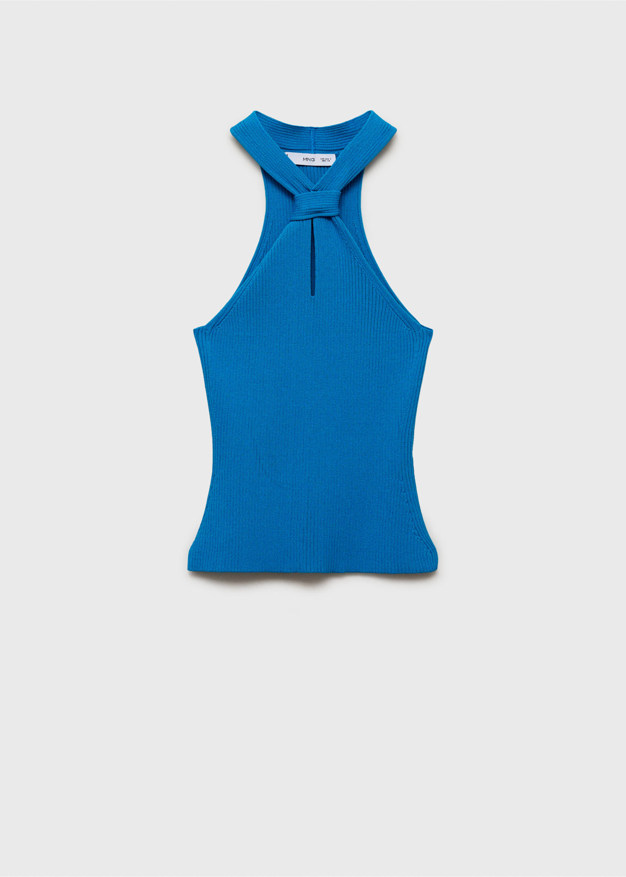 Halter-neck top with knot detail - Article without model, Turquoise. Ref: 87075762-00.