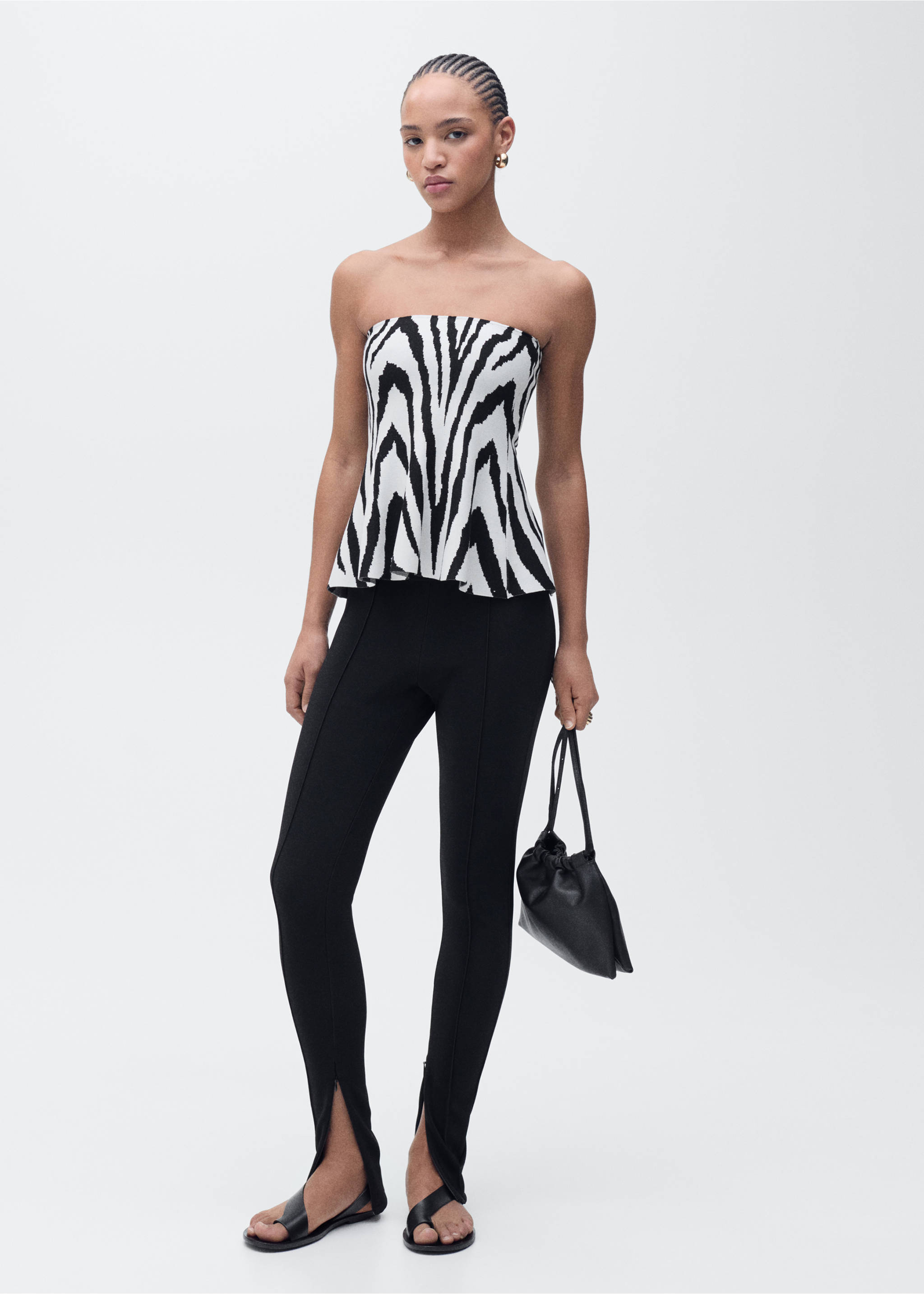 Strapless peplum top - General plane, Black. Ref: 87075763-00.