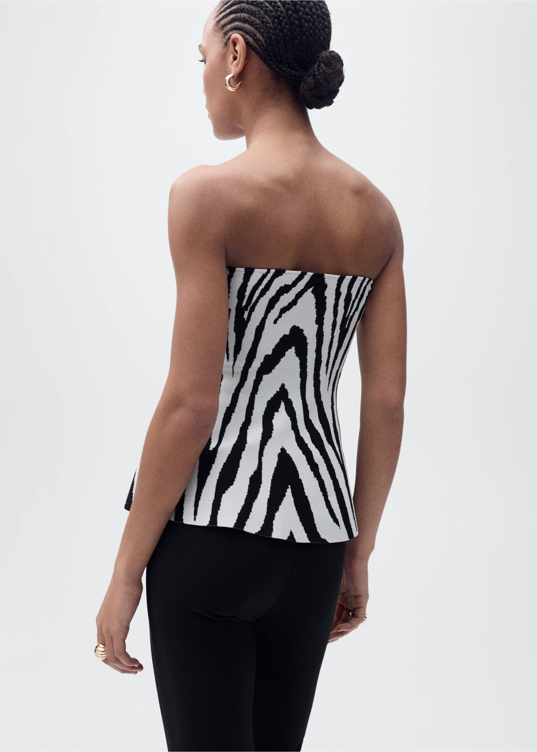Strapless peplum top - Reverse of the article, Black. Ref: 87075763-00.