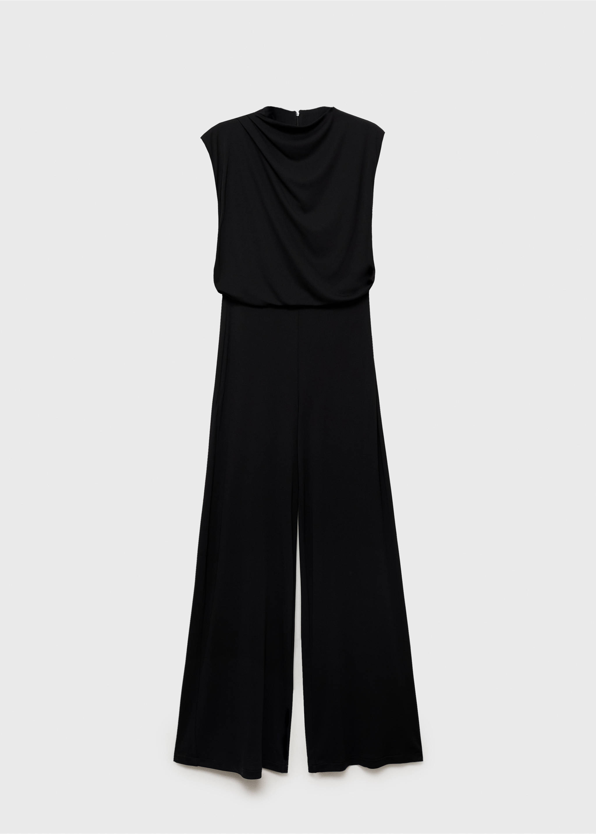 Straight-fit jumpsuit with draped neckline - Article without model, Black. Ref: 87075765-00.