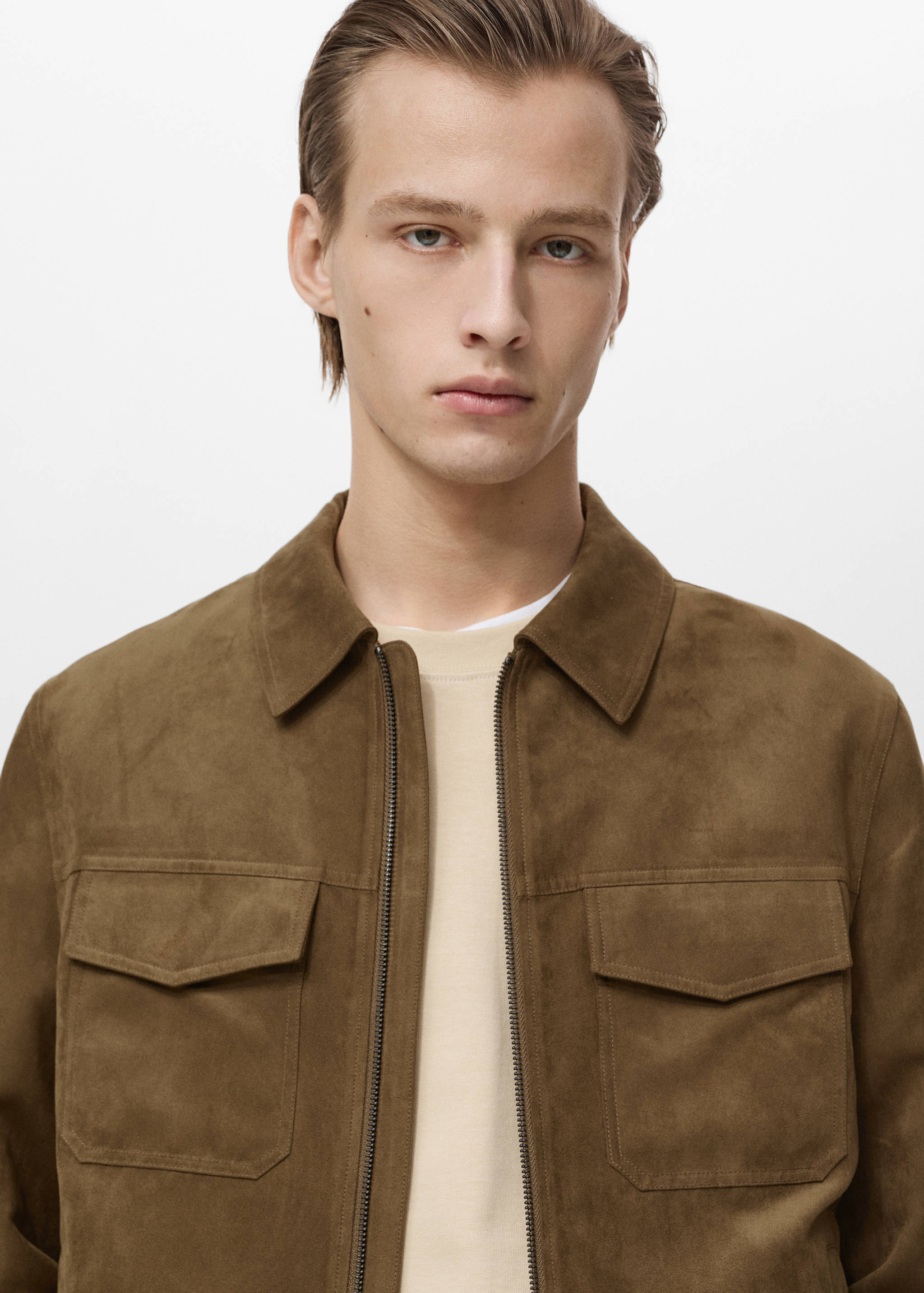 Suede-effect jacket with zip - Details of the article 1