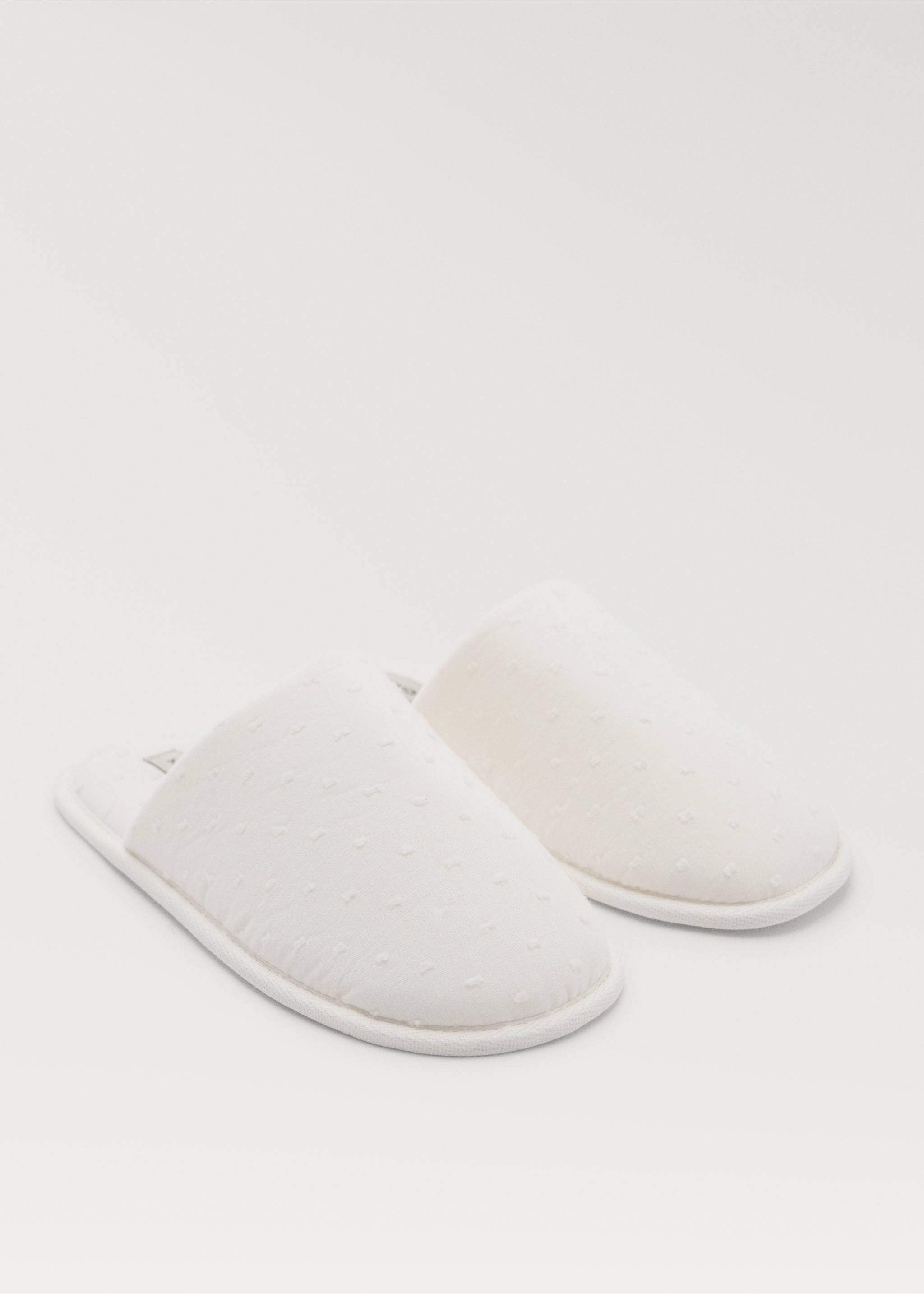 Waffle cotton slippers - Medium plane, White. Ref: 87075917-00.