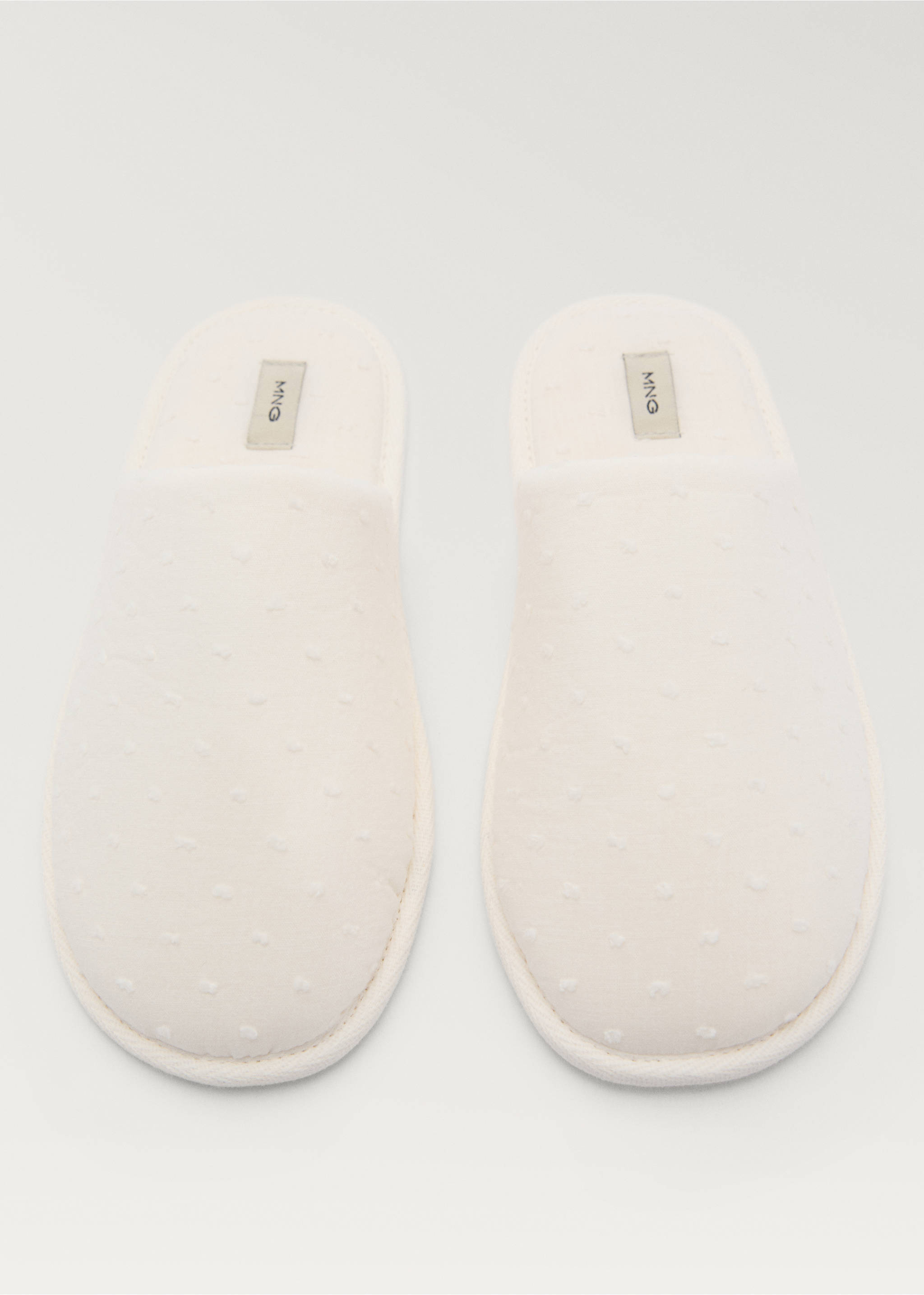 Waffle cotton slippers - Details of the article 2, White. Ref: 87075917-00.
