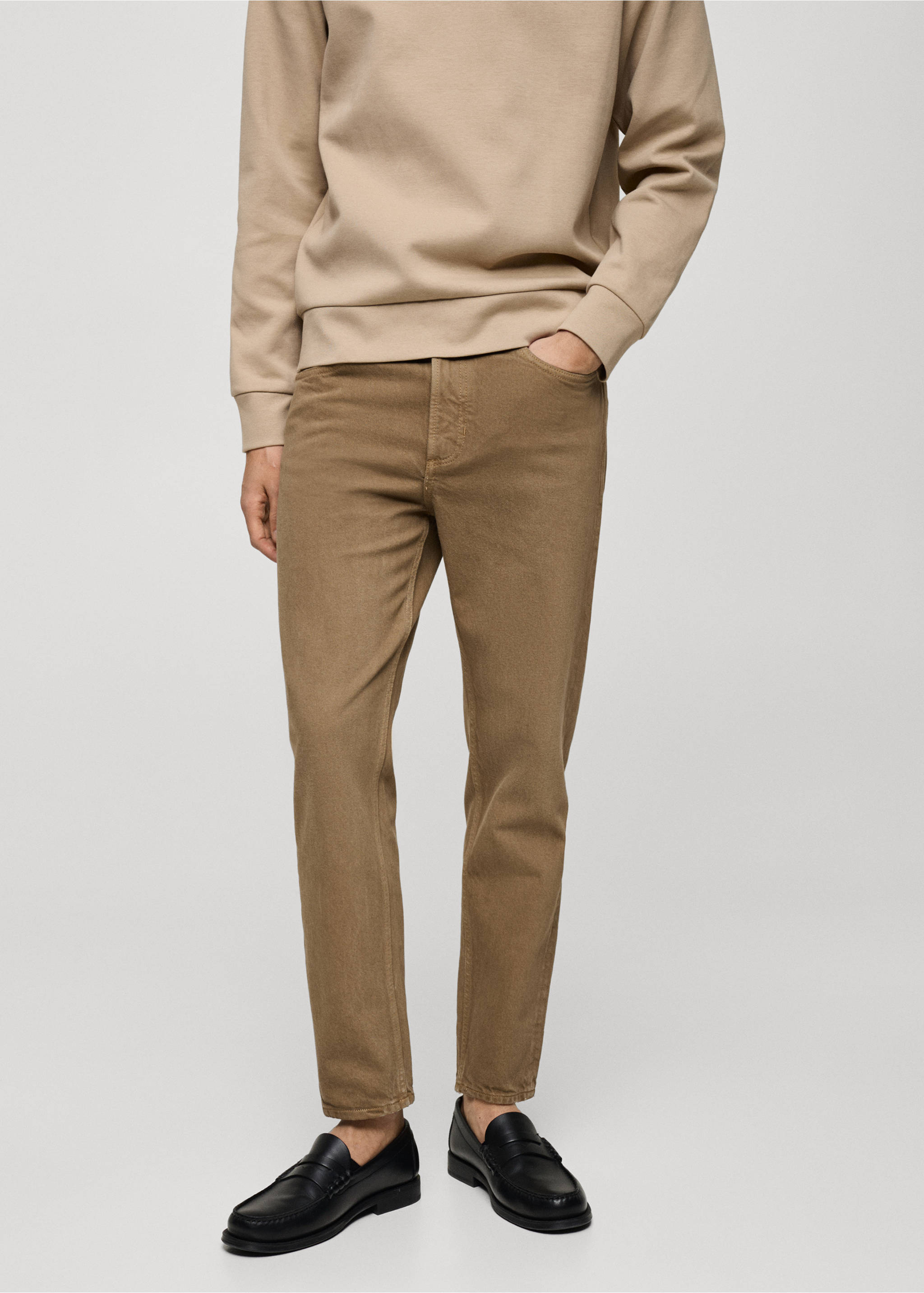 Tapered-Jeans Ben in Cropped-Länge - Mittlere Ansicht, Mittelbraun. Ref: 87075918-00.