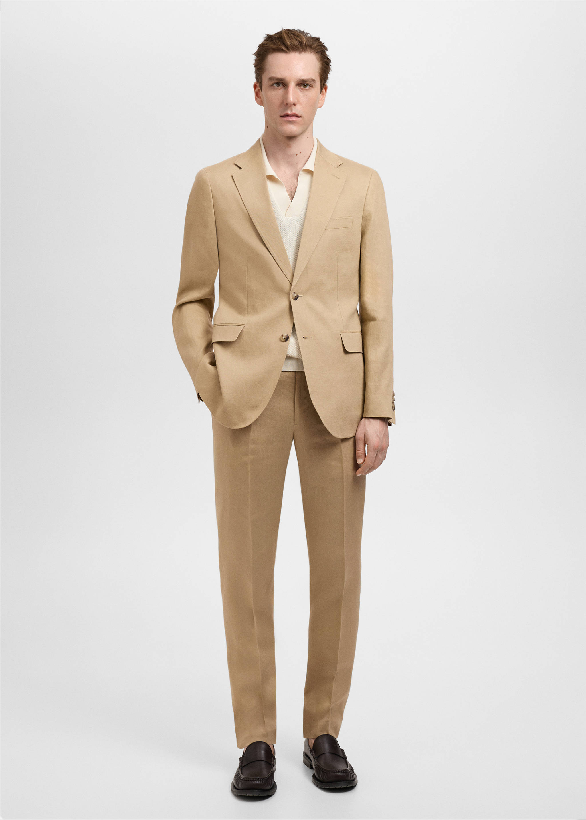 Amalfi 100% linen slim-fit suit jacket - General plane, Beige. Ref: 87075920-00.