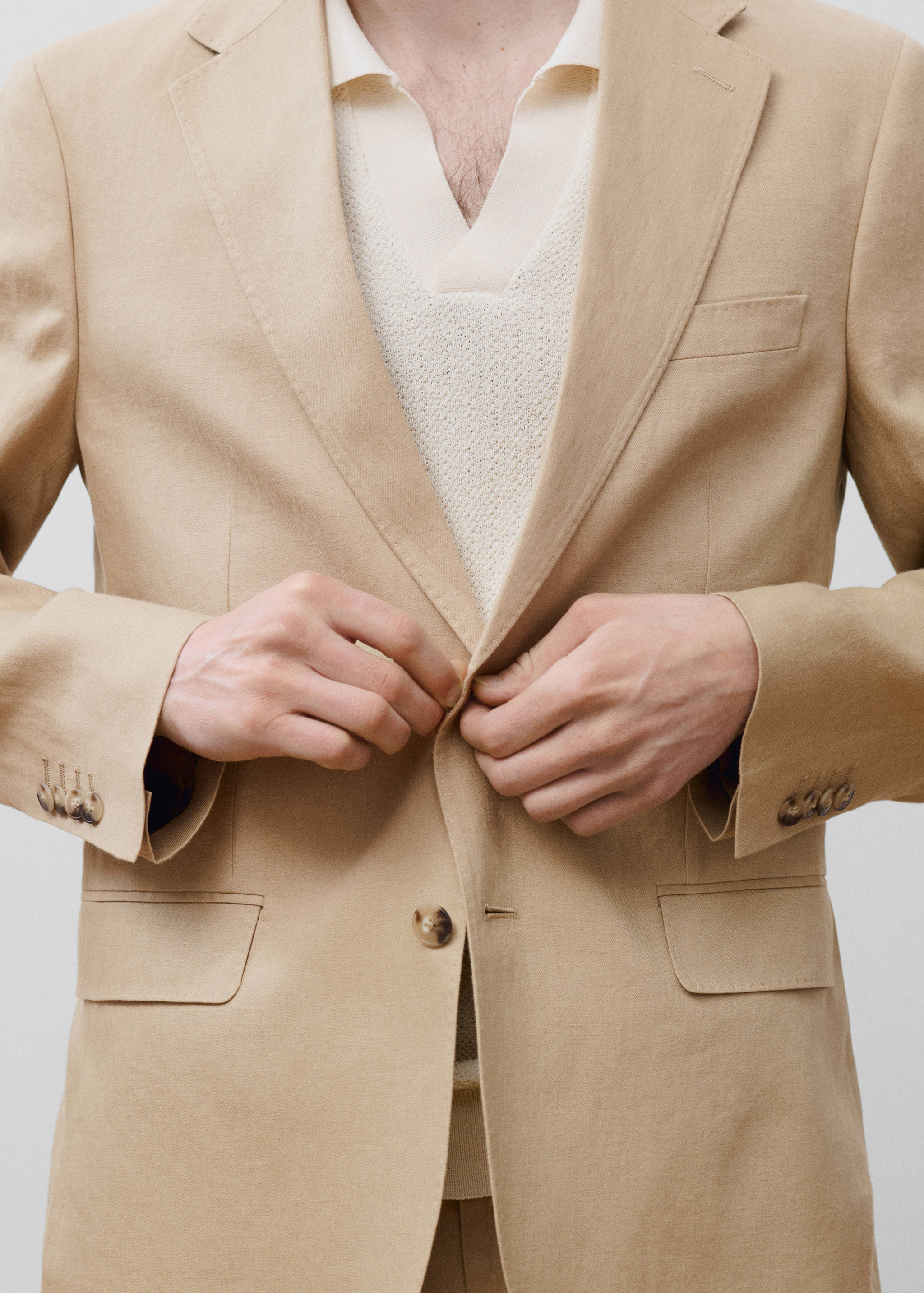 Amalfi 100% linen slim-fit suit jacket - Details of the article 5