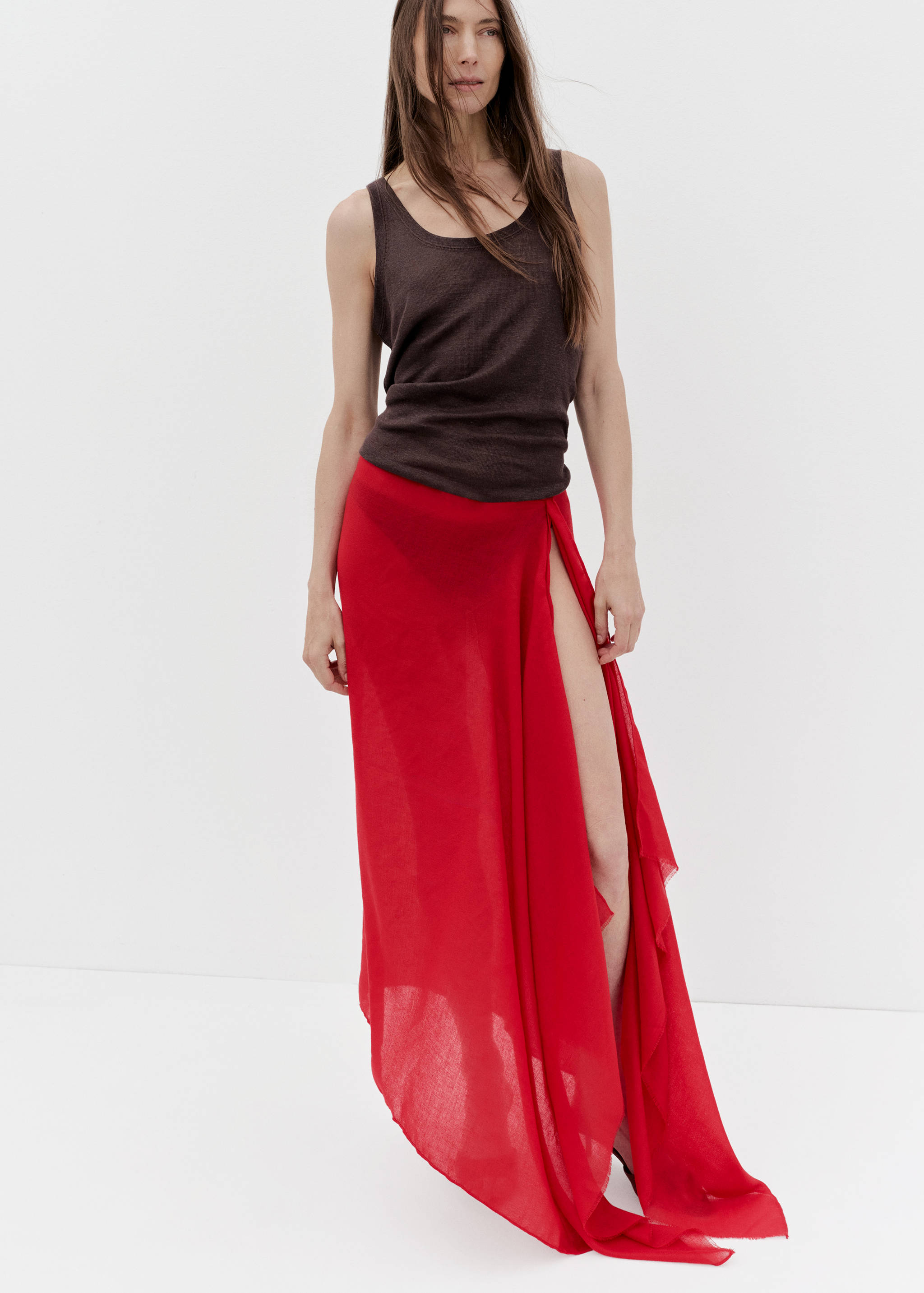 Foulard en lin mélangé rayures - Plan général