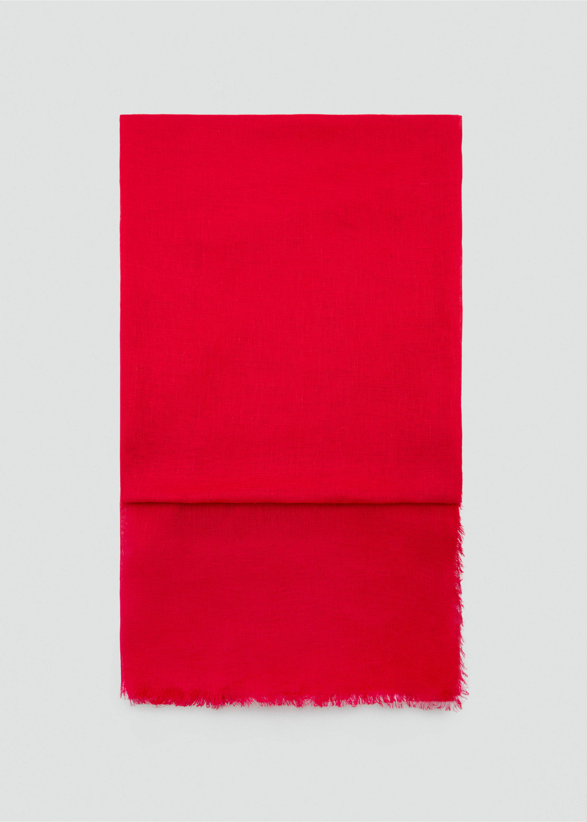 Sjaal van een linnenblend met gerafelde afwerkingen - Artikel zonder model, Rood. Ref: 87075924-00.