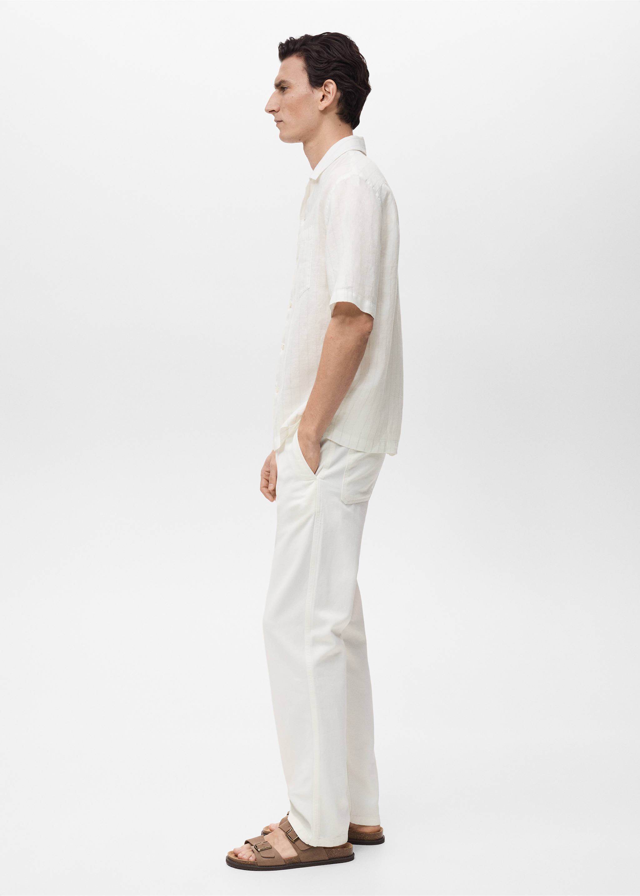 Chemise 100 % lin rayures tennis - Détail de l'article 2, Blanc. Ref: 87075928-00.