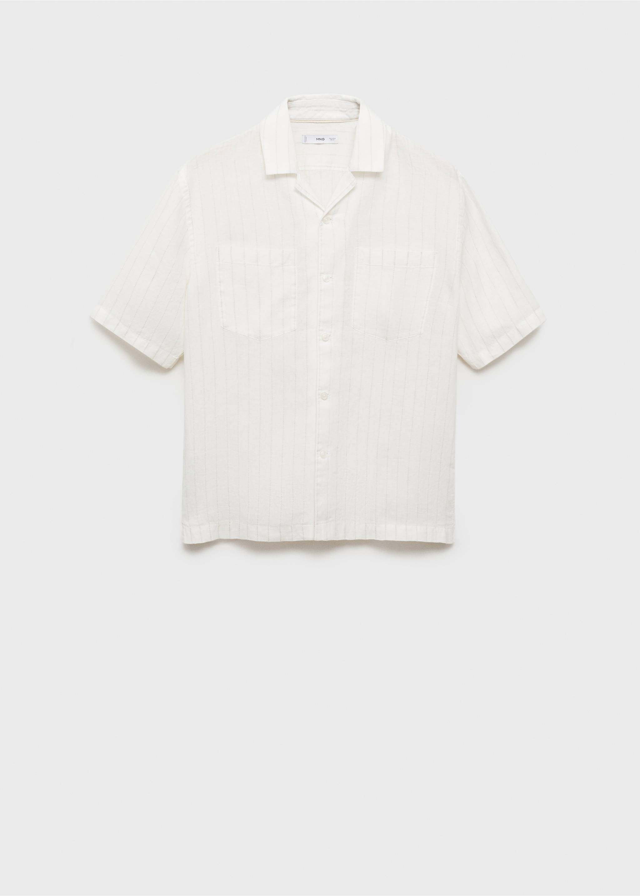 100% linen shirt with pinstripes - Article without model, White. Ref: 87075928-00.