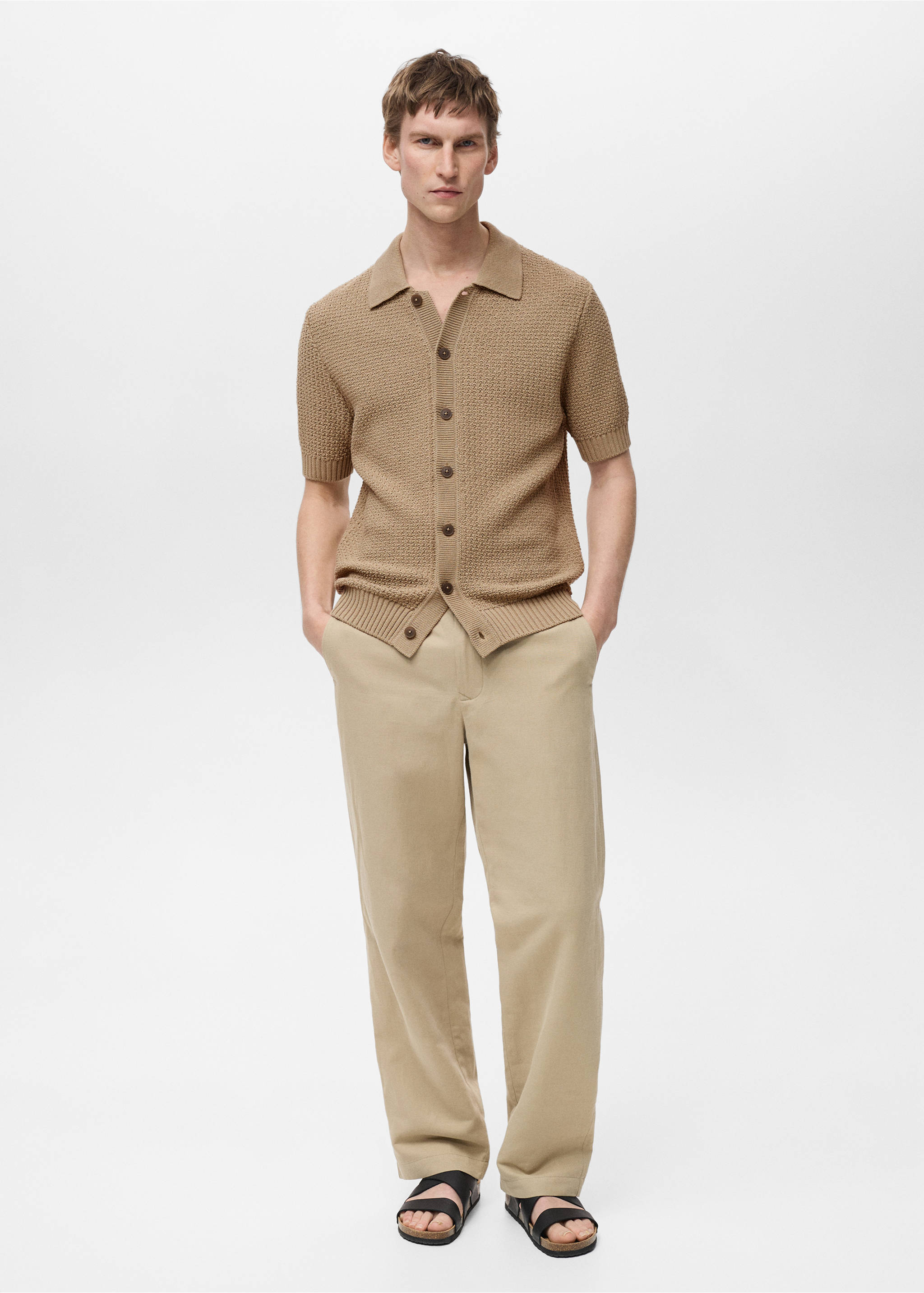 Strickhemd aus Baumwolle - Allgemeine Ansicht, Beige. Ref: 87075933-00.