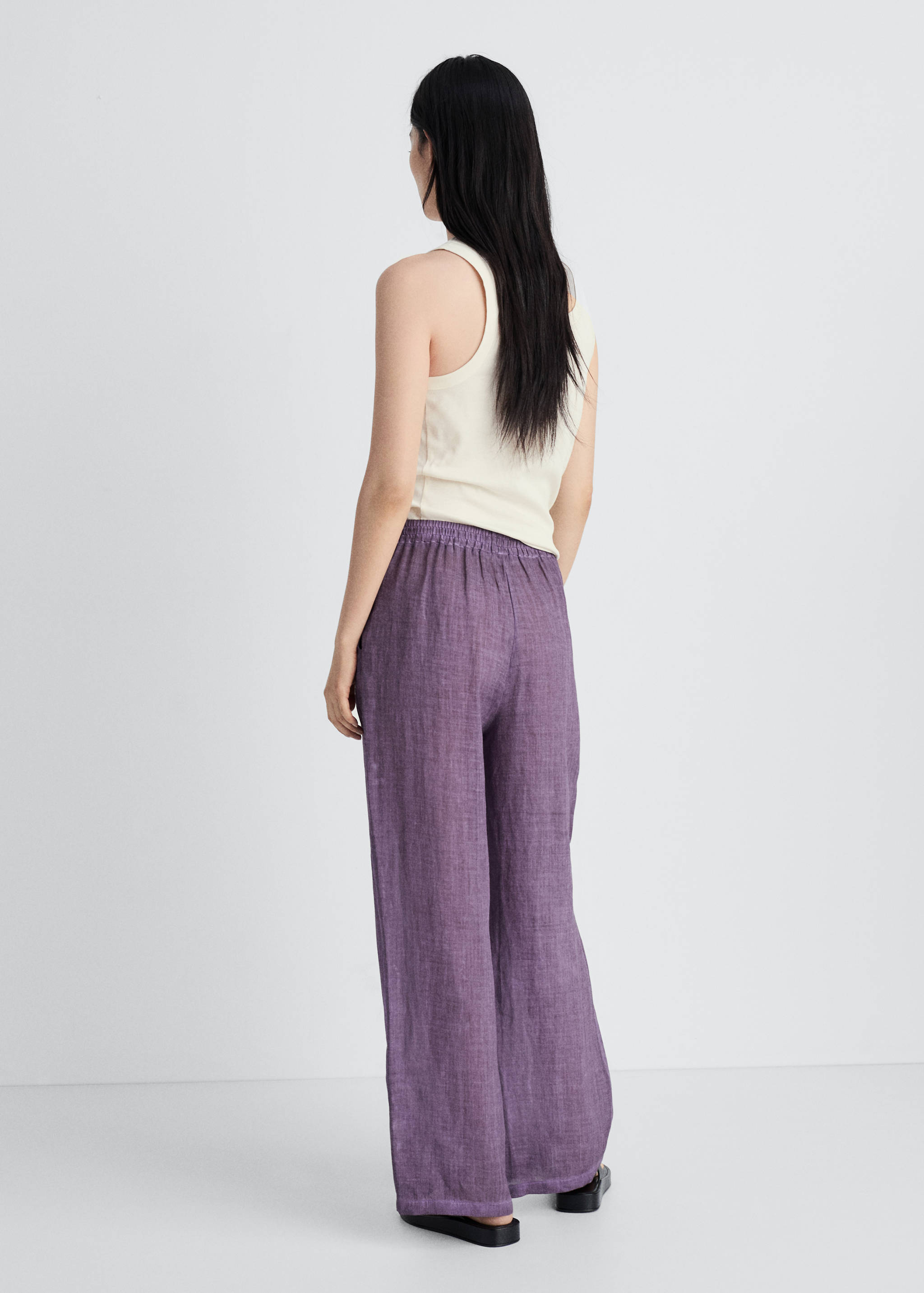Overdyed-design ramie trousers - Reverse of the article