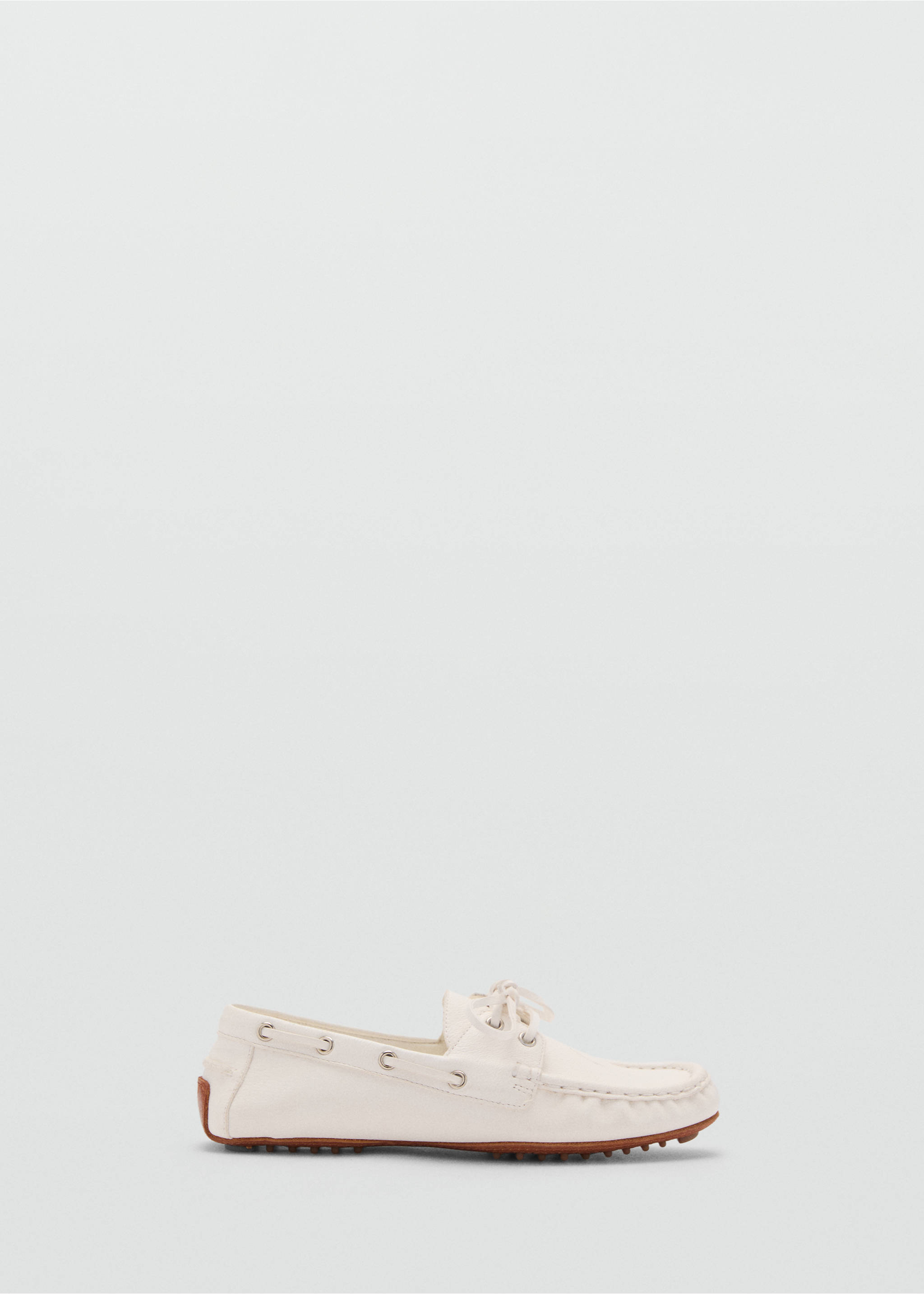 Leather boat shoes with laces - Article without model, White. Ref: 87075938-00.