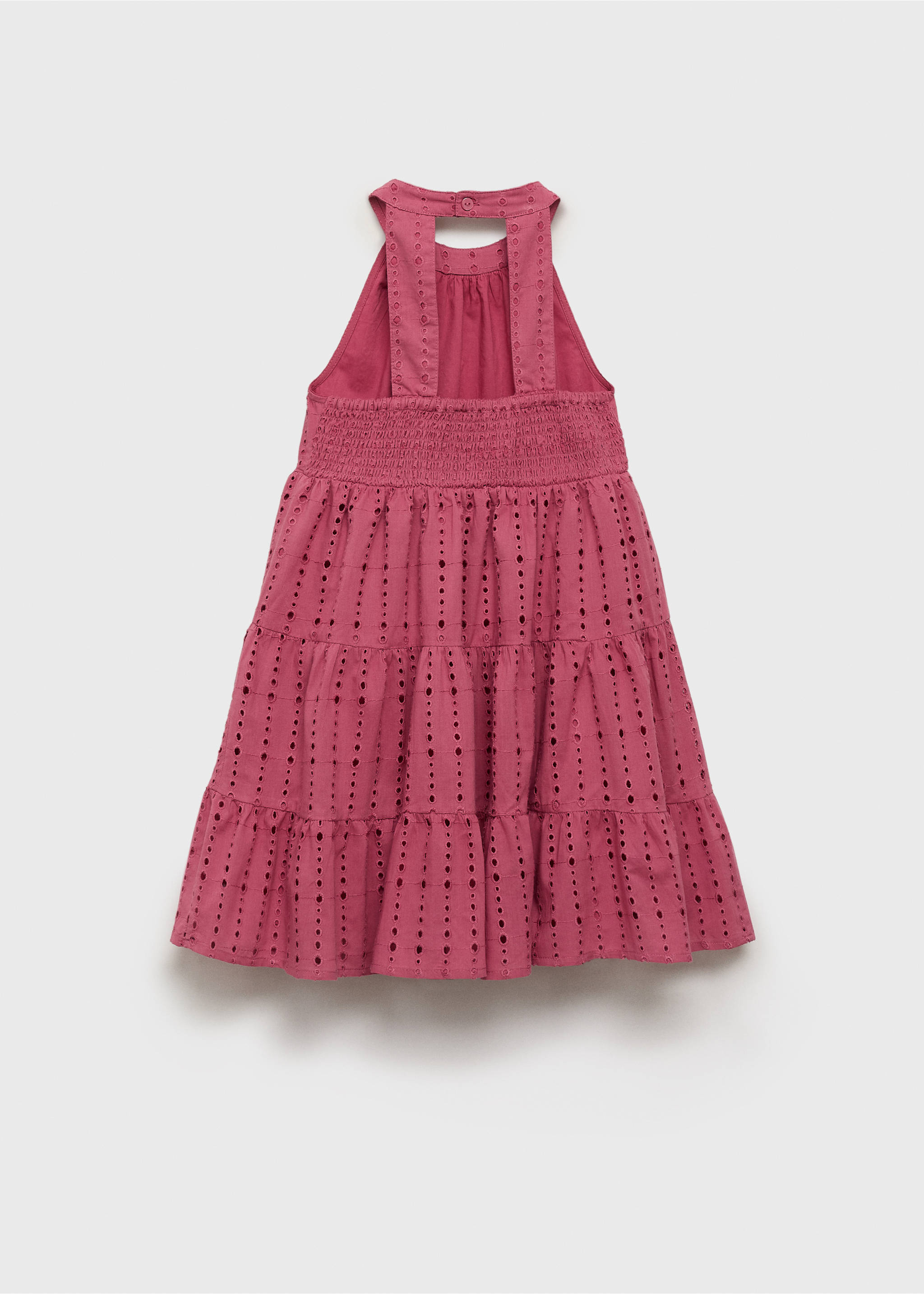 Robe brodée à volants - Verso de l’article, Fraise. Ref: 87075939-00.