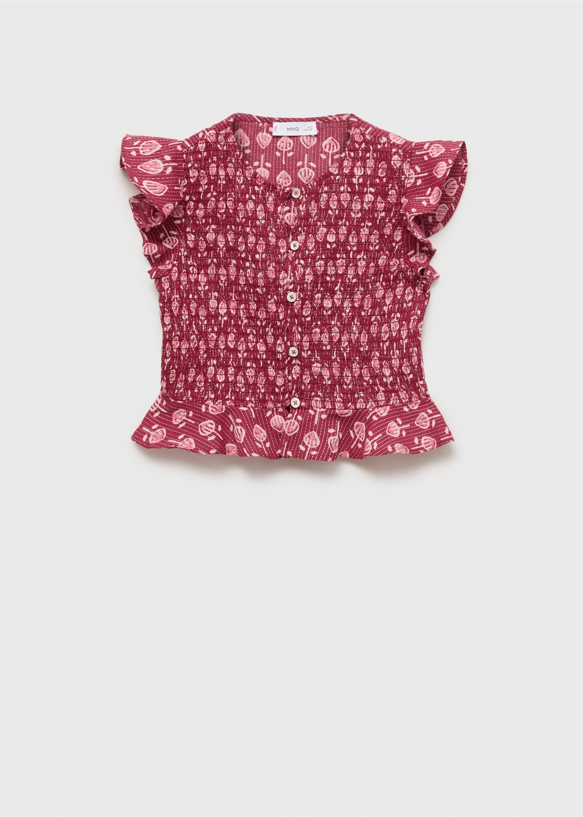 Blouse imprimée à volants - Article sans modèle, Fraise. Ref: 87075941-00.