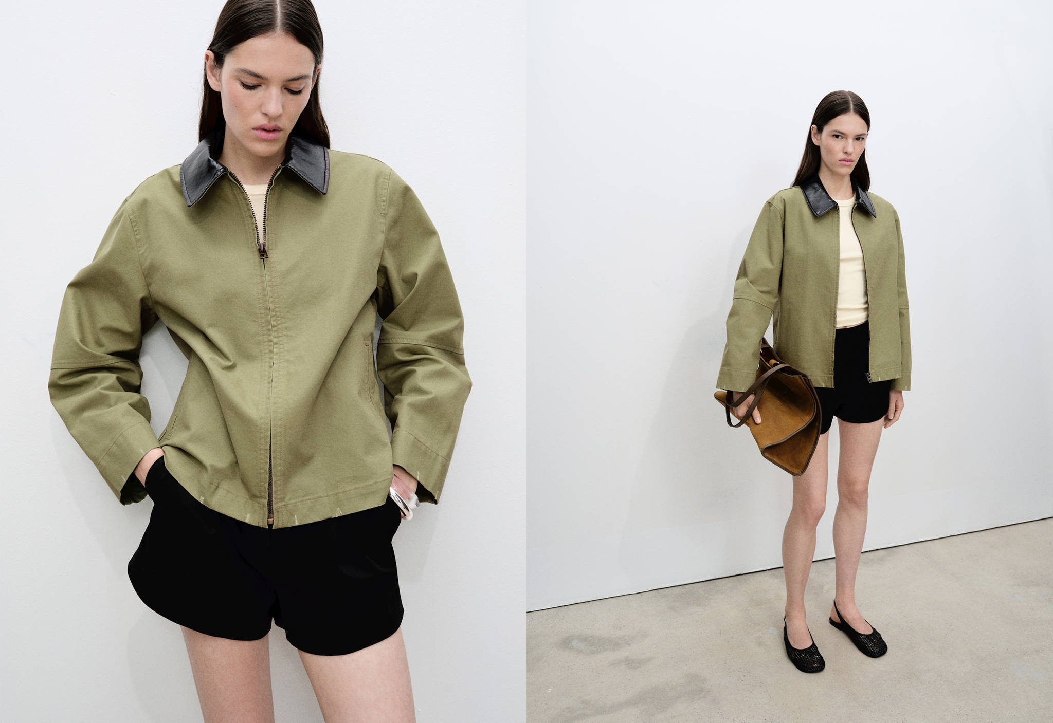 Cotton jacket with contrasting collar - Panoramic plane