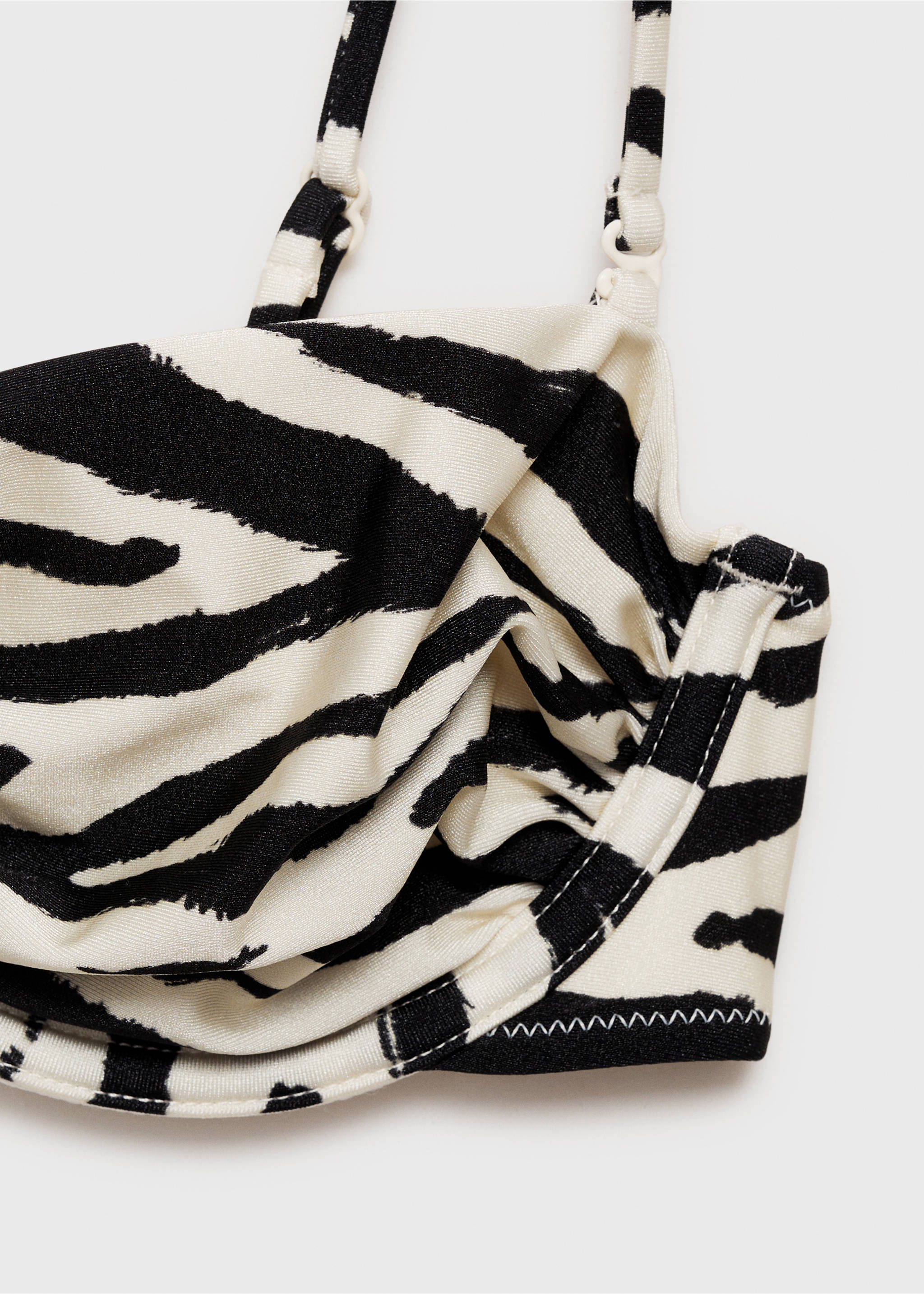 Zebra-print underwired bikini top - Details of the article 8, Black. Ref: 87075947-00.