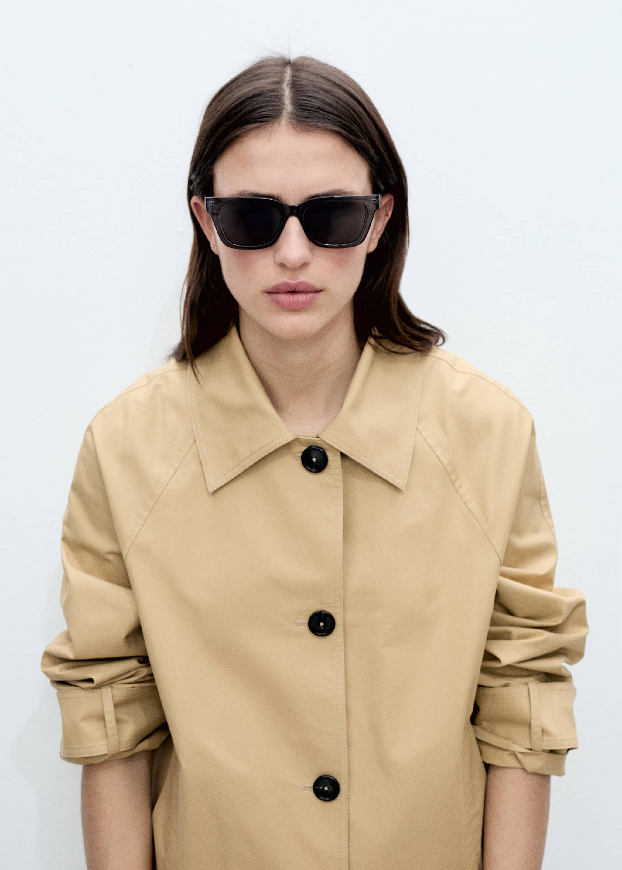 Bavlněná parka na knoflíky - Náhled ve středové rovině