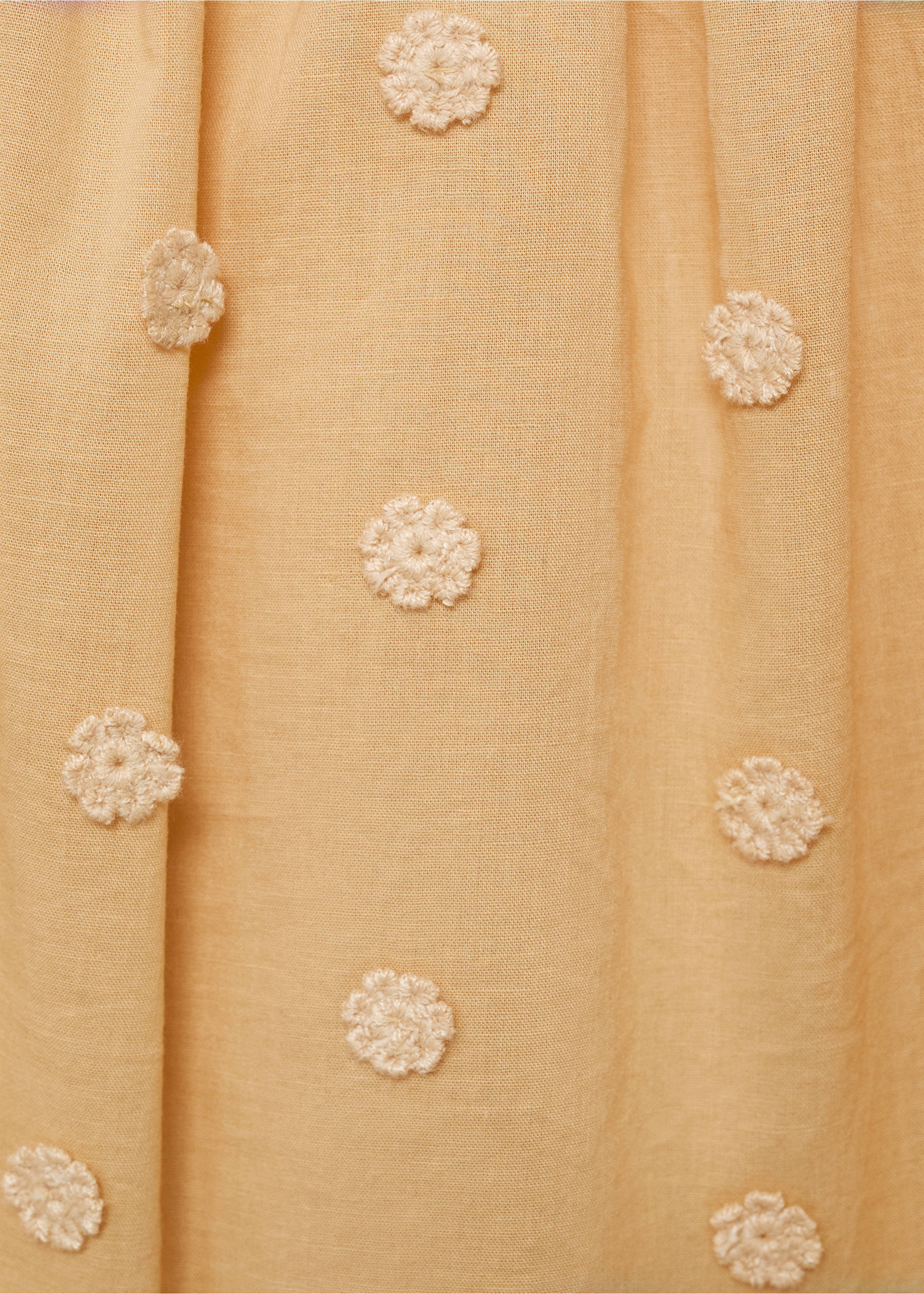 Ruched embroidered blouse - Details of the article 0, Mustard. Ref: 87075949-00.