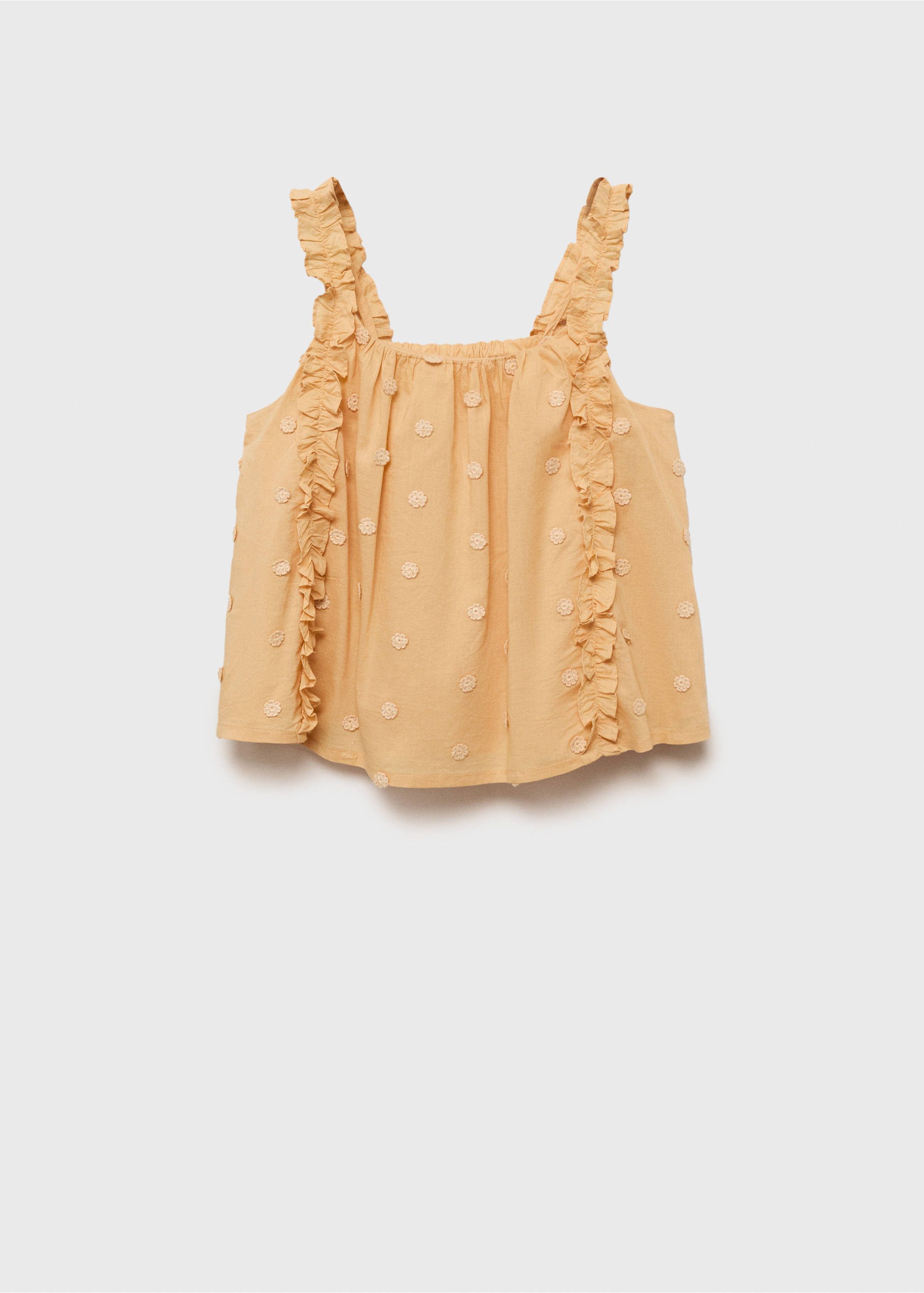 Ruched embroidered blouse - Article without model, Mustard. Ref: 87075949-00.