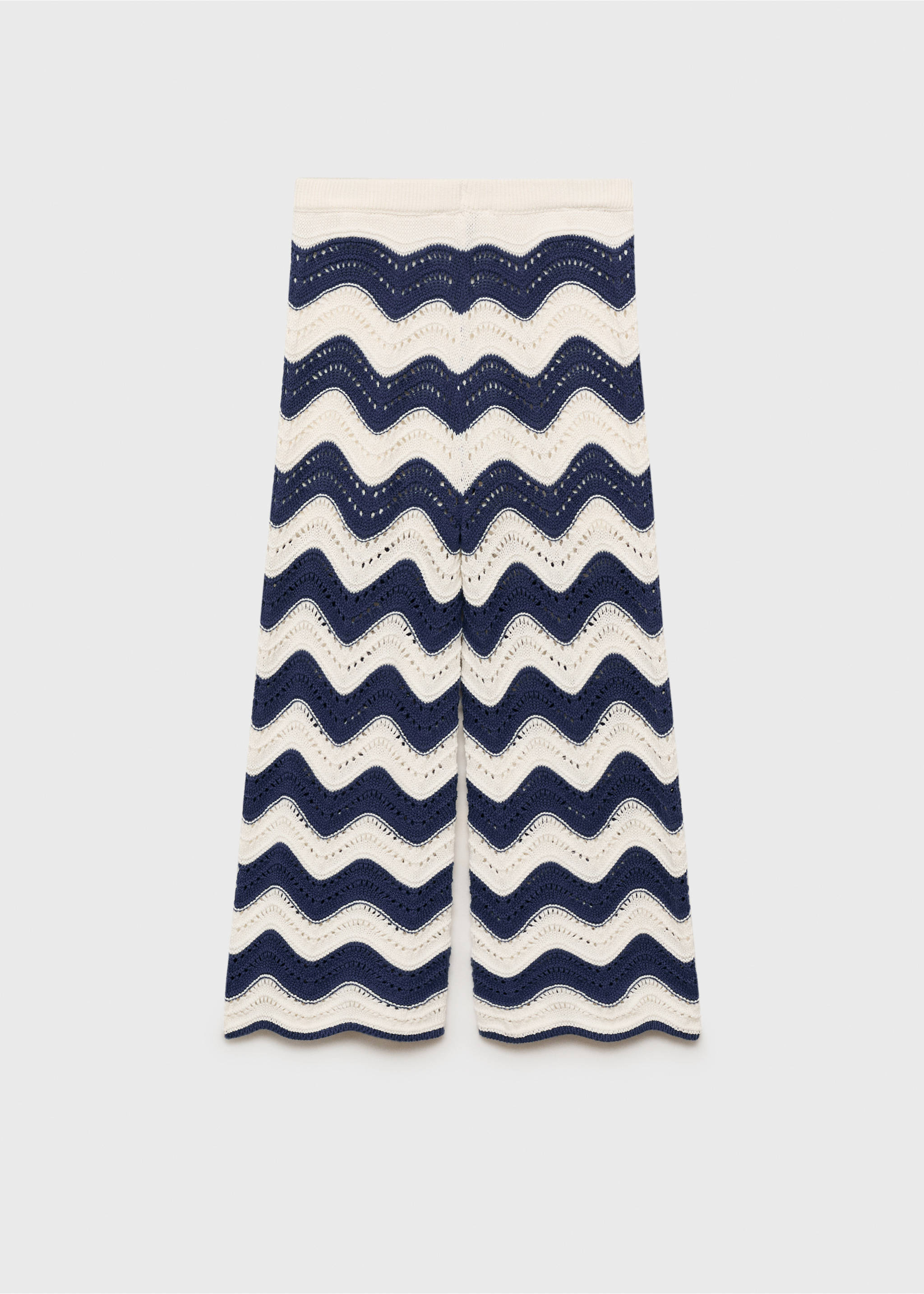 Zigzag openwork knitted trousers - Reverse of the article, Ink Blue. Ref: 87075950-00.