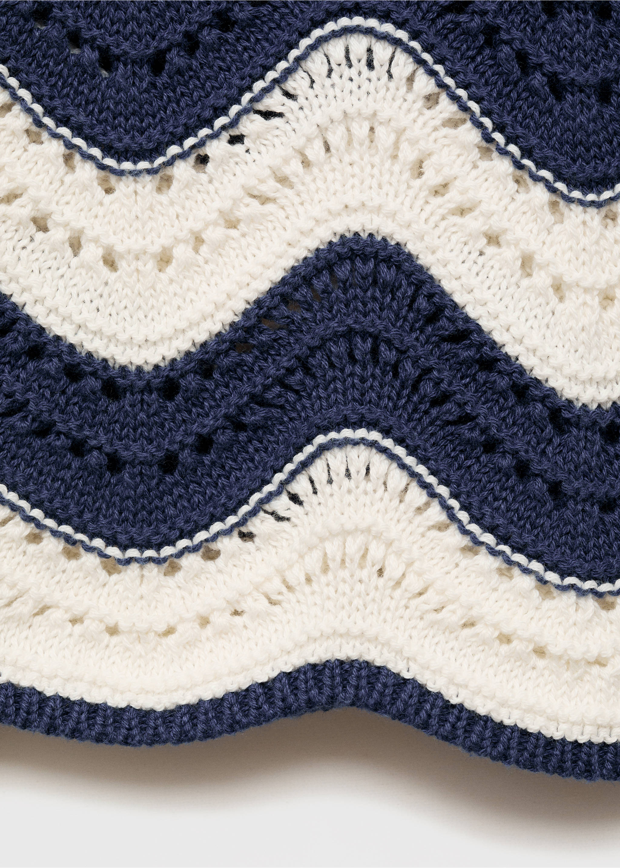 Zigzag openwork knitted trousers - Details of the article 0, Ink Blue. Ref: 87075950-00.
