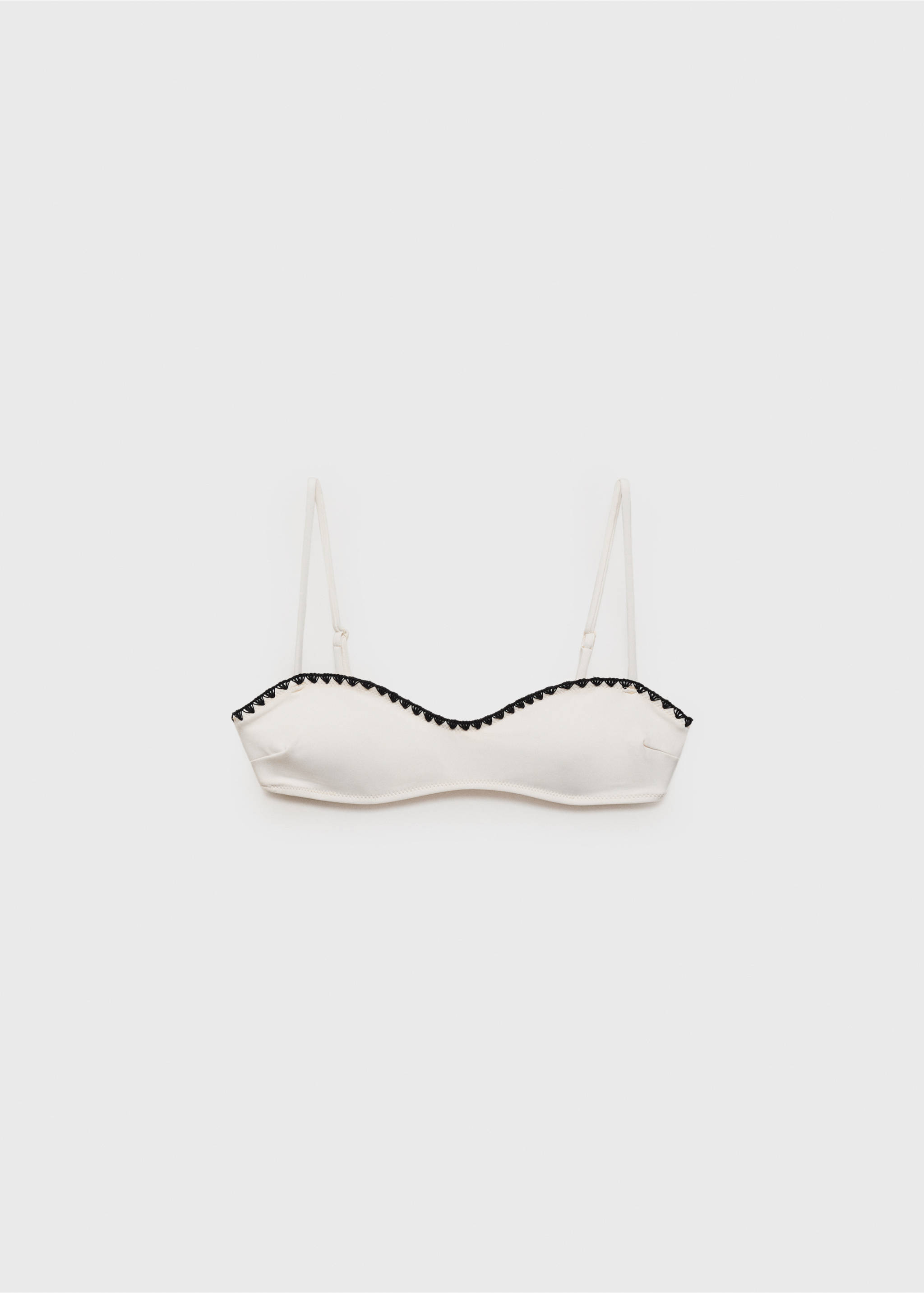 Bandeau bikini top with contrasting trims - Article without model, White. Ref: 87075951-00.