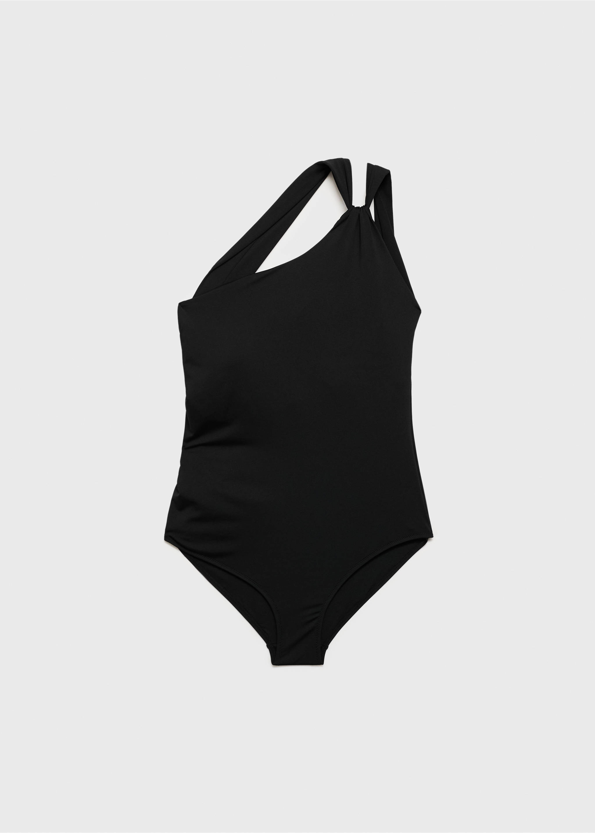 Maillot de bain asymétrique avec détail froncé - Article sans modèle, Noir. Ref: 87075952-00.