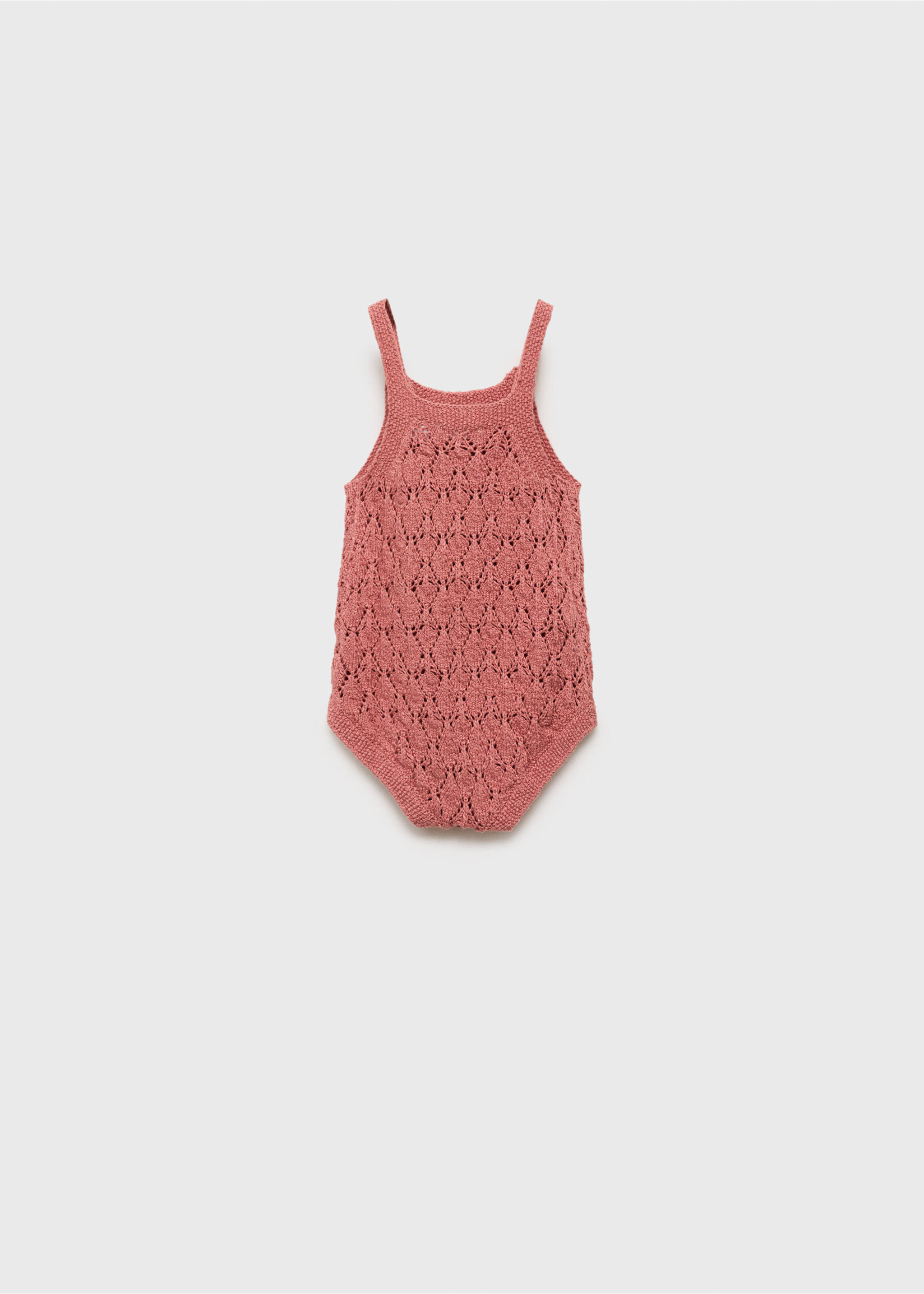 Cotton openwork knitted romper - Reverse of the article, Pink. Ref: 87075954-00.