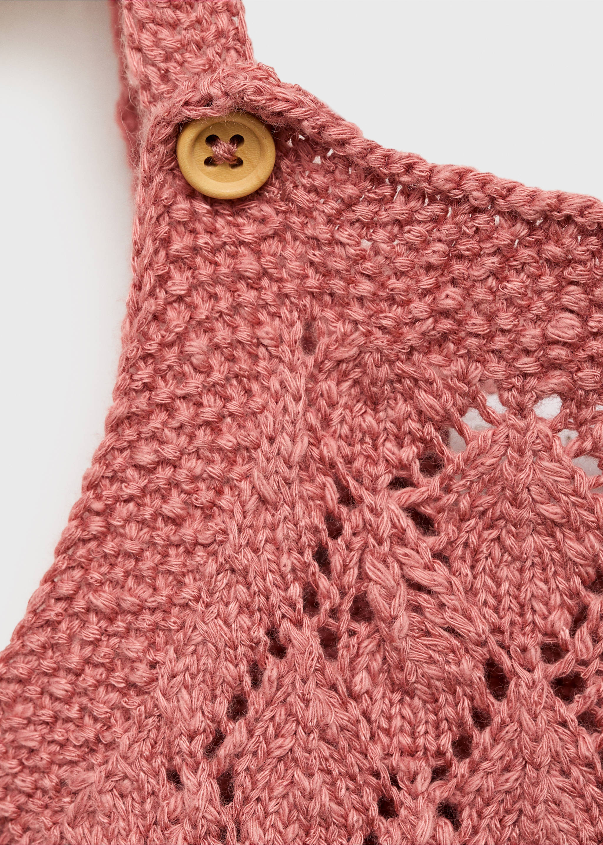 Cotton openwork knitted romper - Details of the article 8, Pink. Ref: 87075954-00.