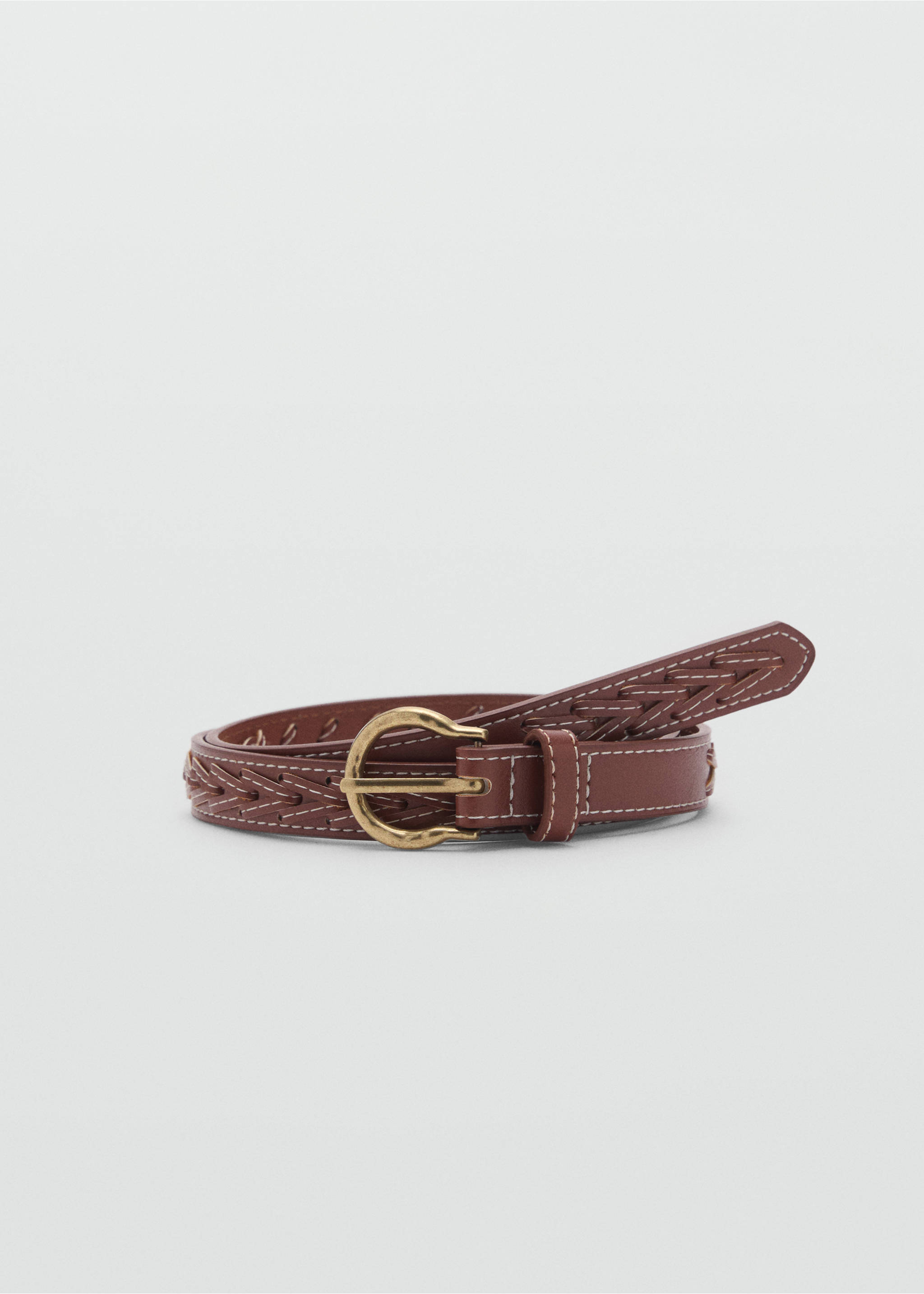 Braided belt - Article without model, Brown. Ref: 87075969-00.